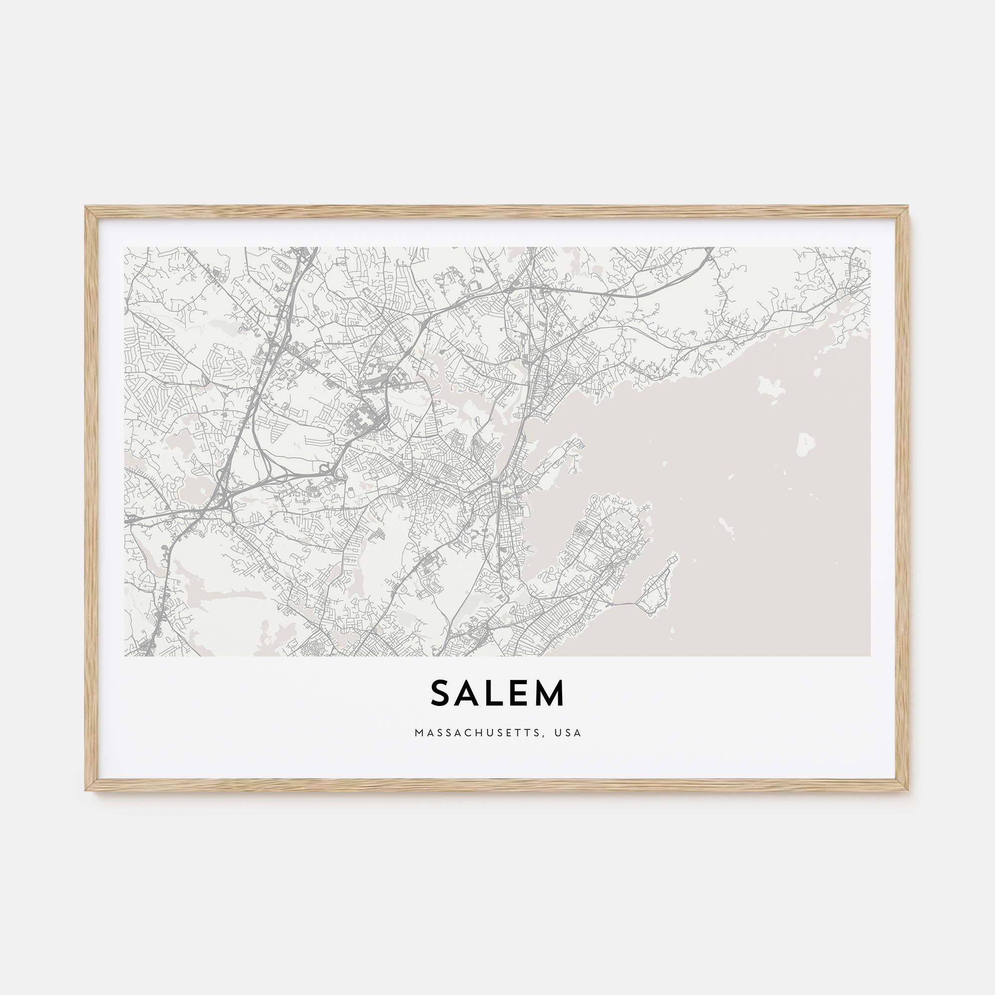 Salem, Massachusetts Map Landscape Poster