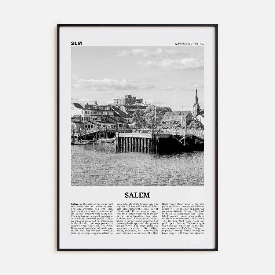 Salem, Massachusetts Travel B&W Poster