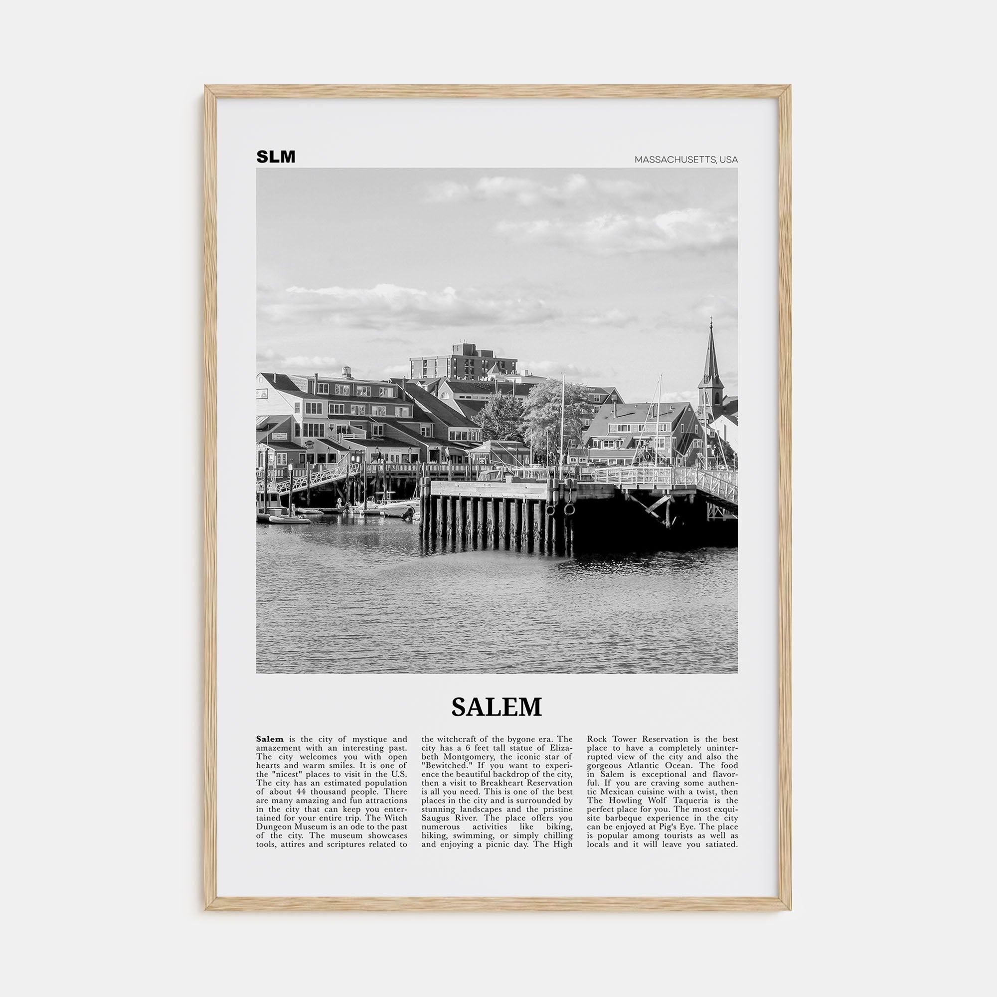 Salem, Massachusetts Travel B&W Poster