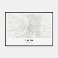Salem, Oregon Map Landscape Poster