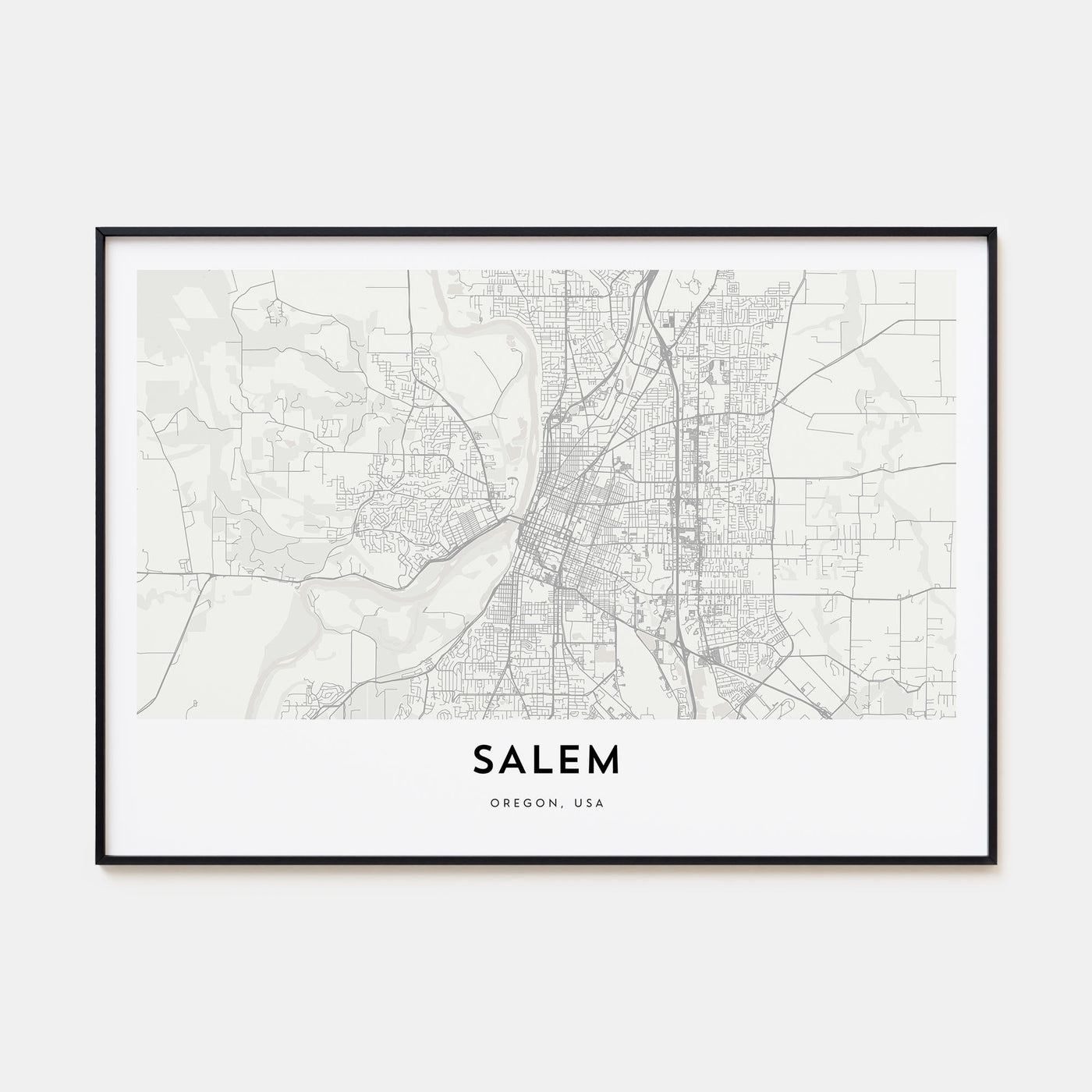 Salem, Oregon Map Landscape Poster