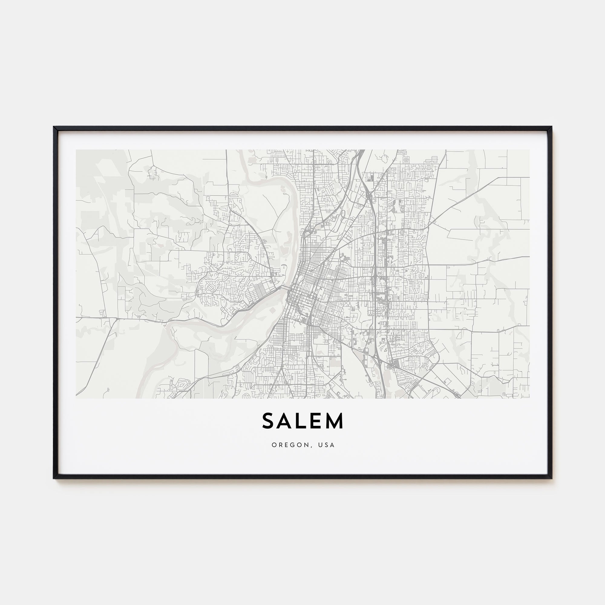 Salem, Oregon Map Landscape Poster