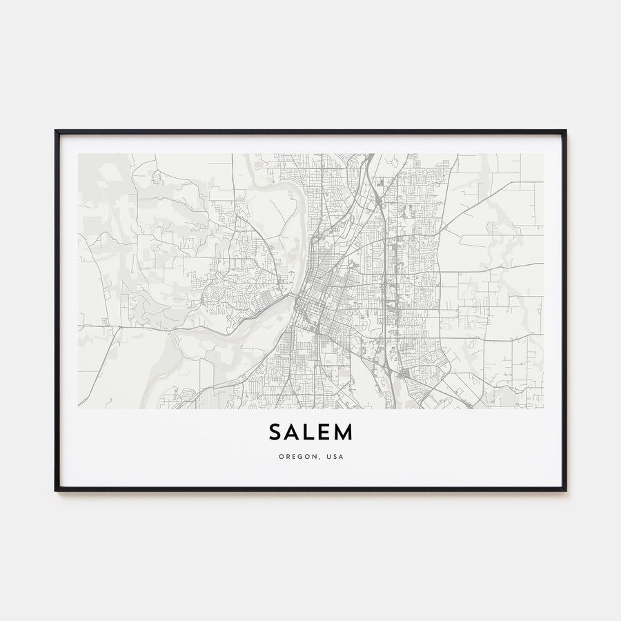 Salem, Oregon Map Landscape Poster