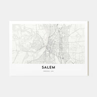 Salem, Oregon Map Landscape Poster