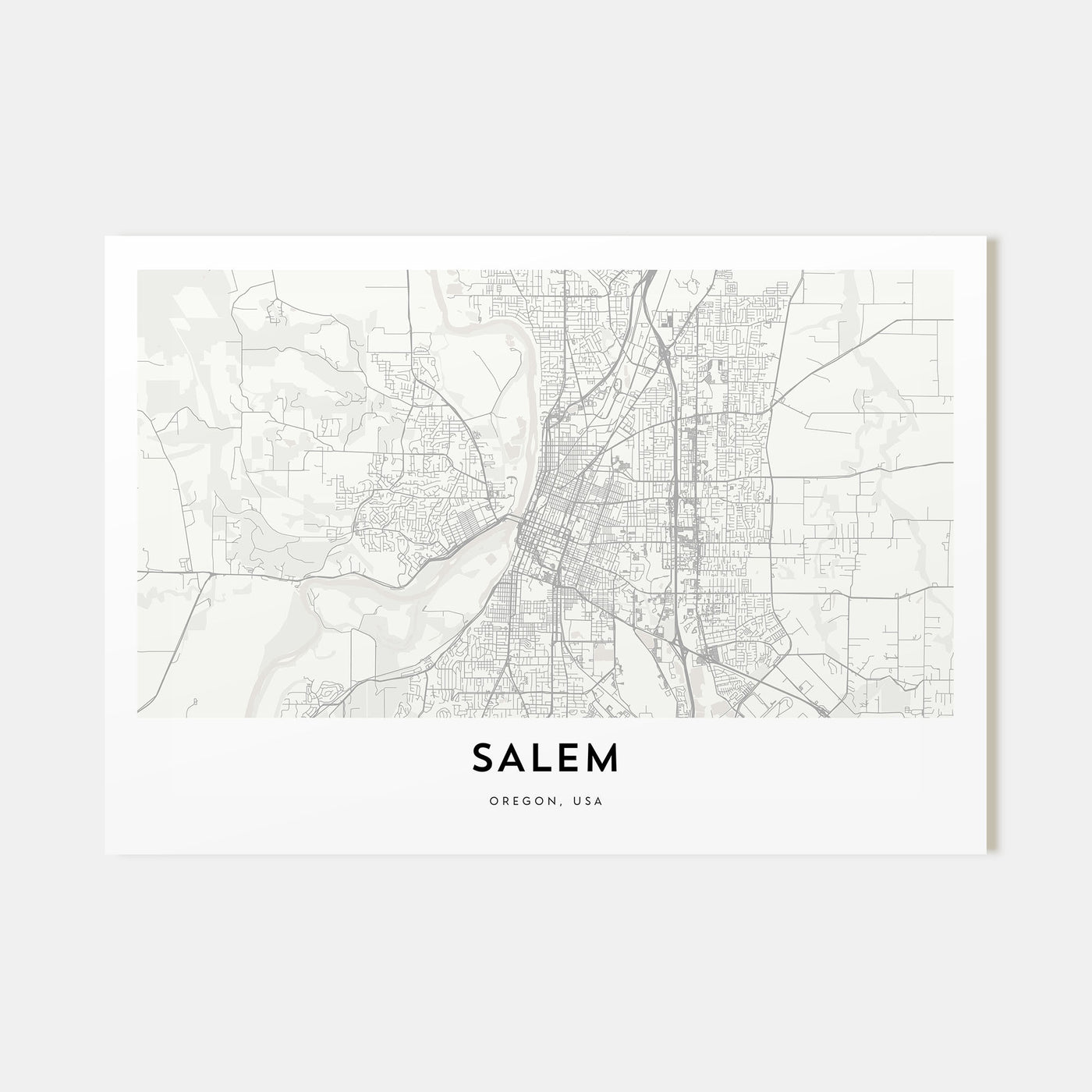 Salem, Oregon Map Landscape Poster