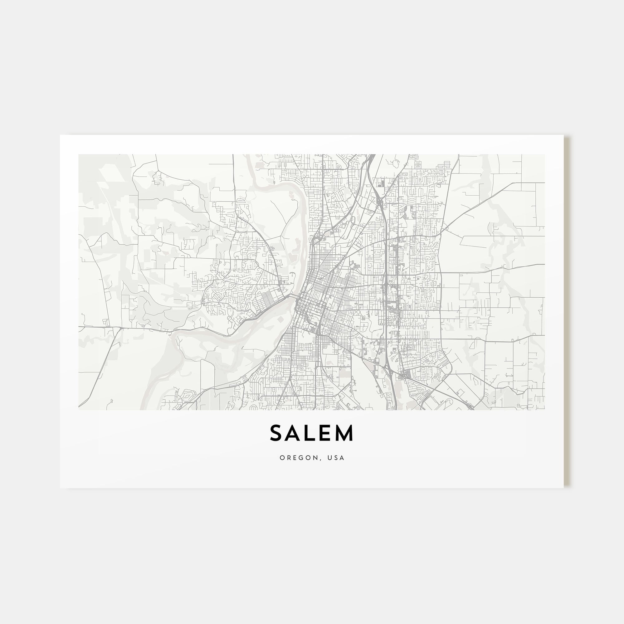 Salem, Oregon Map Landscape Poster