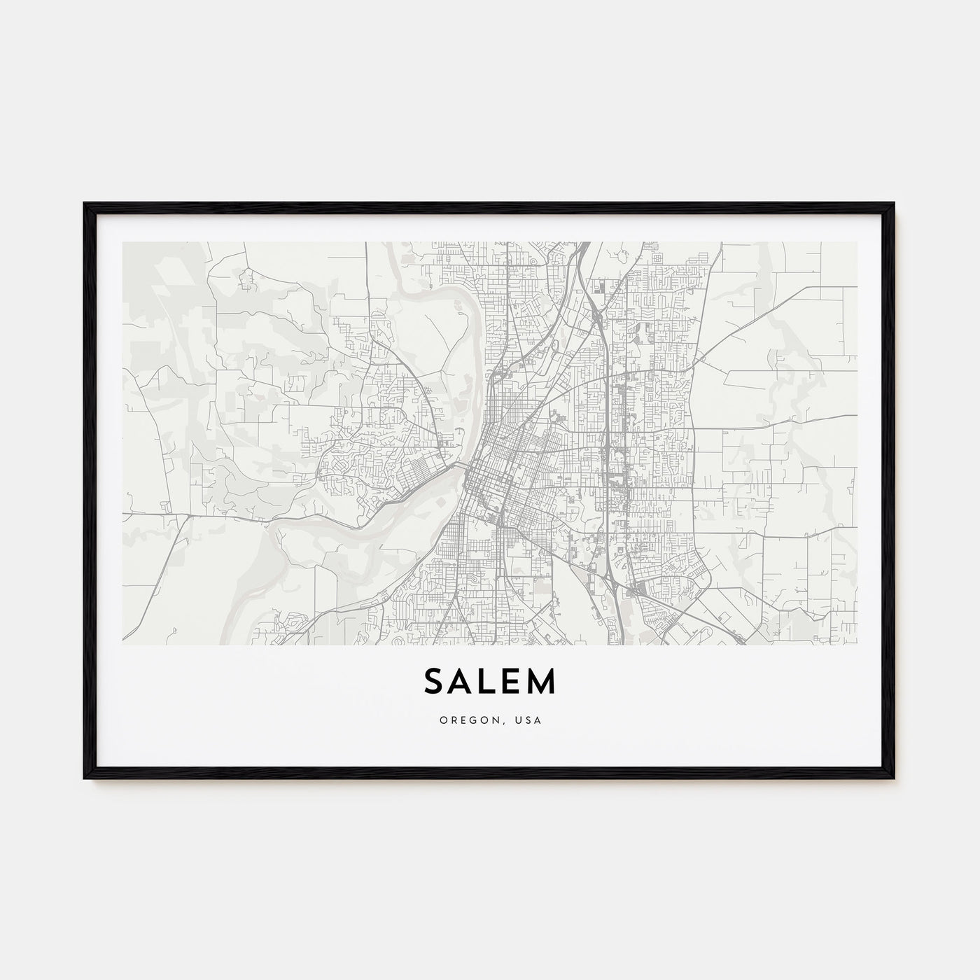 Salem, Oregon Map Landscape Poster