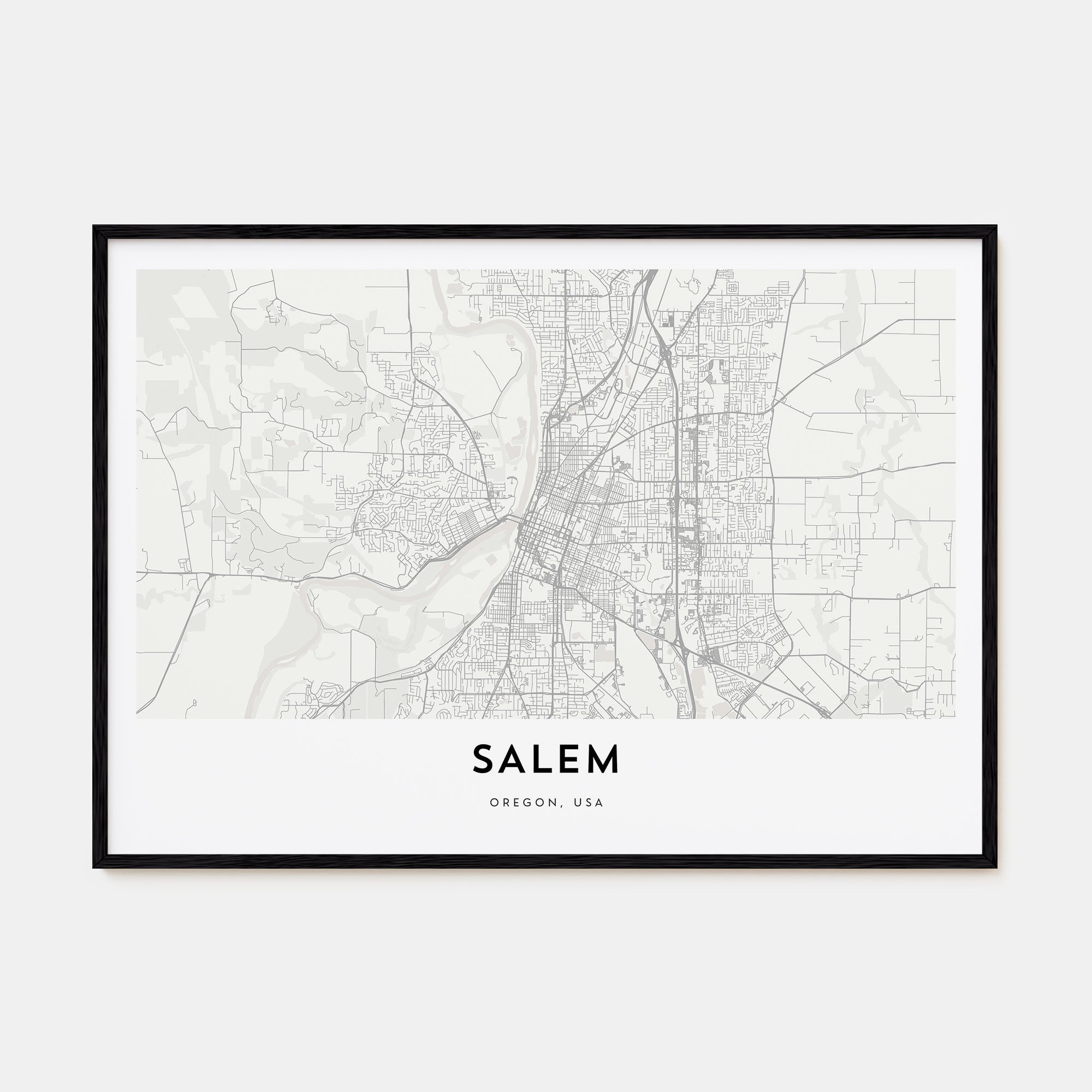 Salem, Oregon Map Landscape Poster