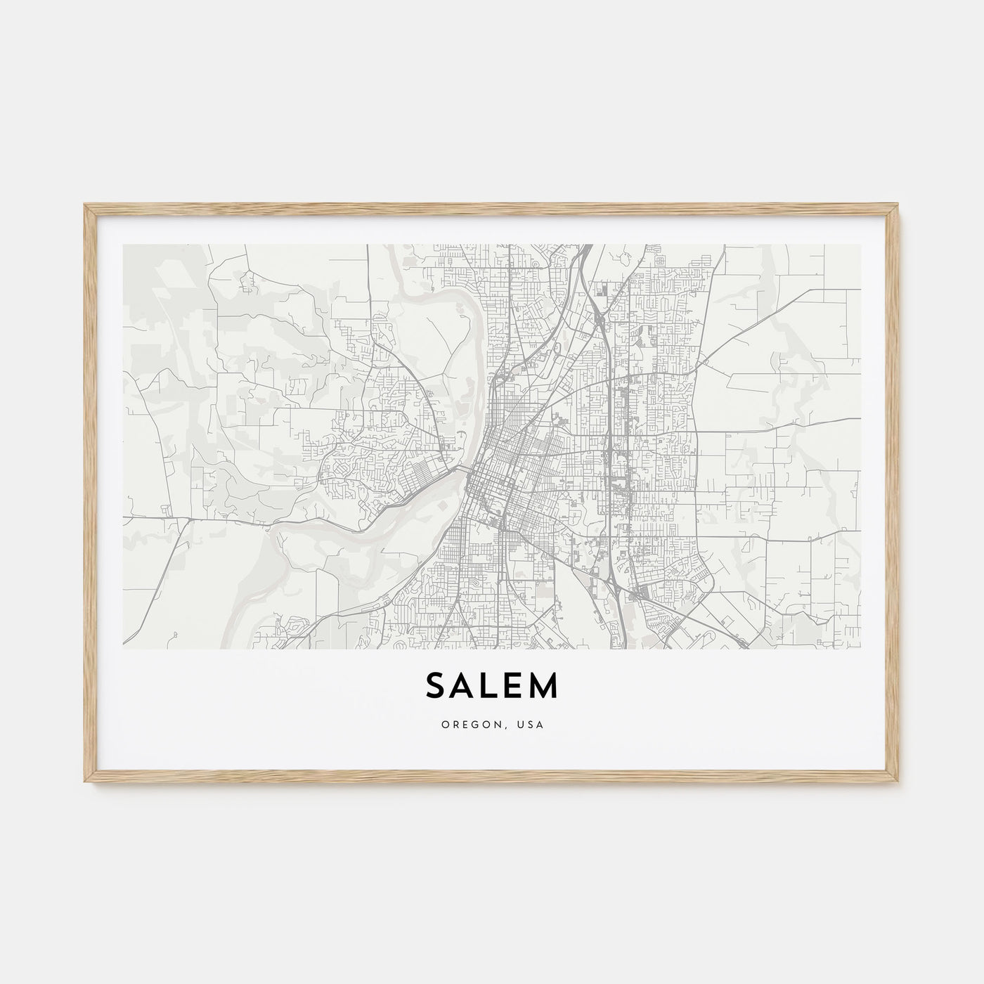 Salem, Oregon Map Landscape Poster