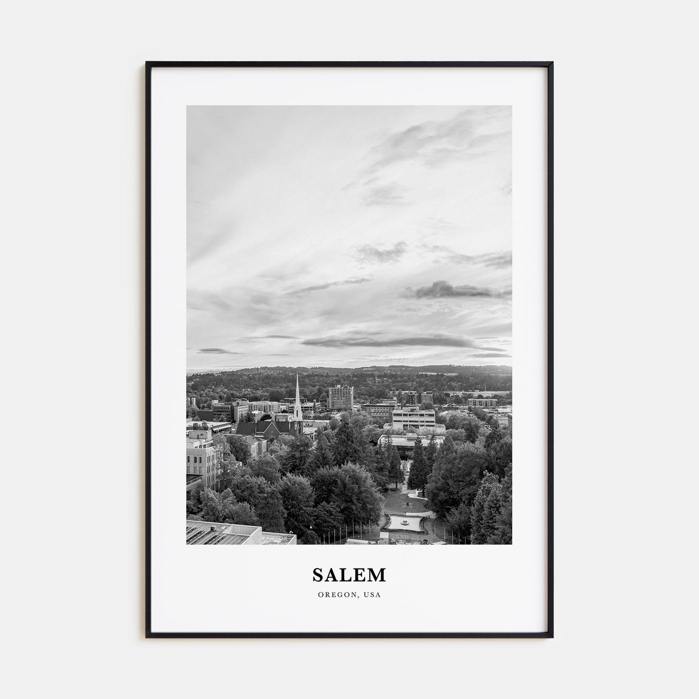 Salem, Oregon Portrait B&W Poster