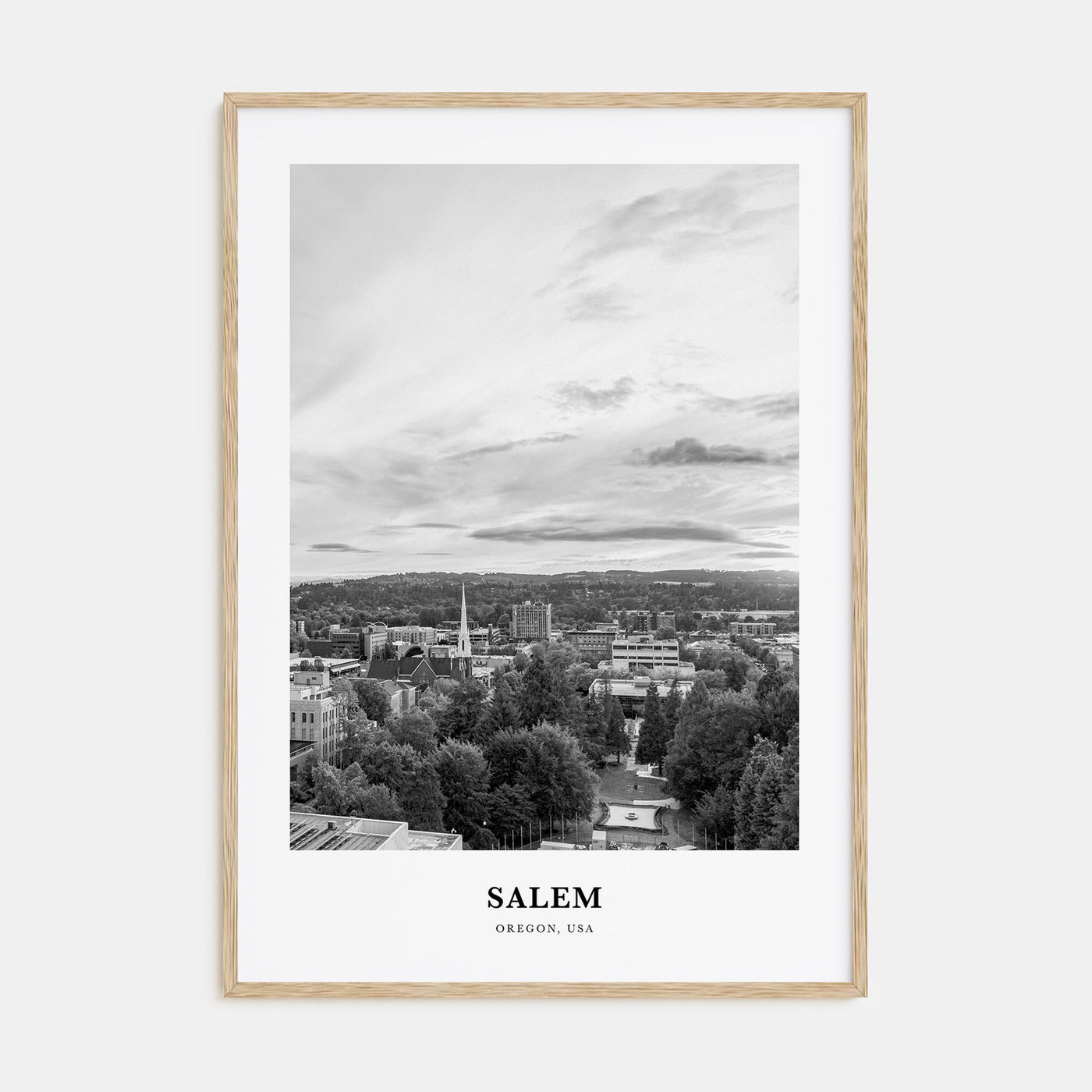 Salem, Oregon Portrait B&W Poster