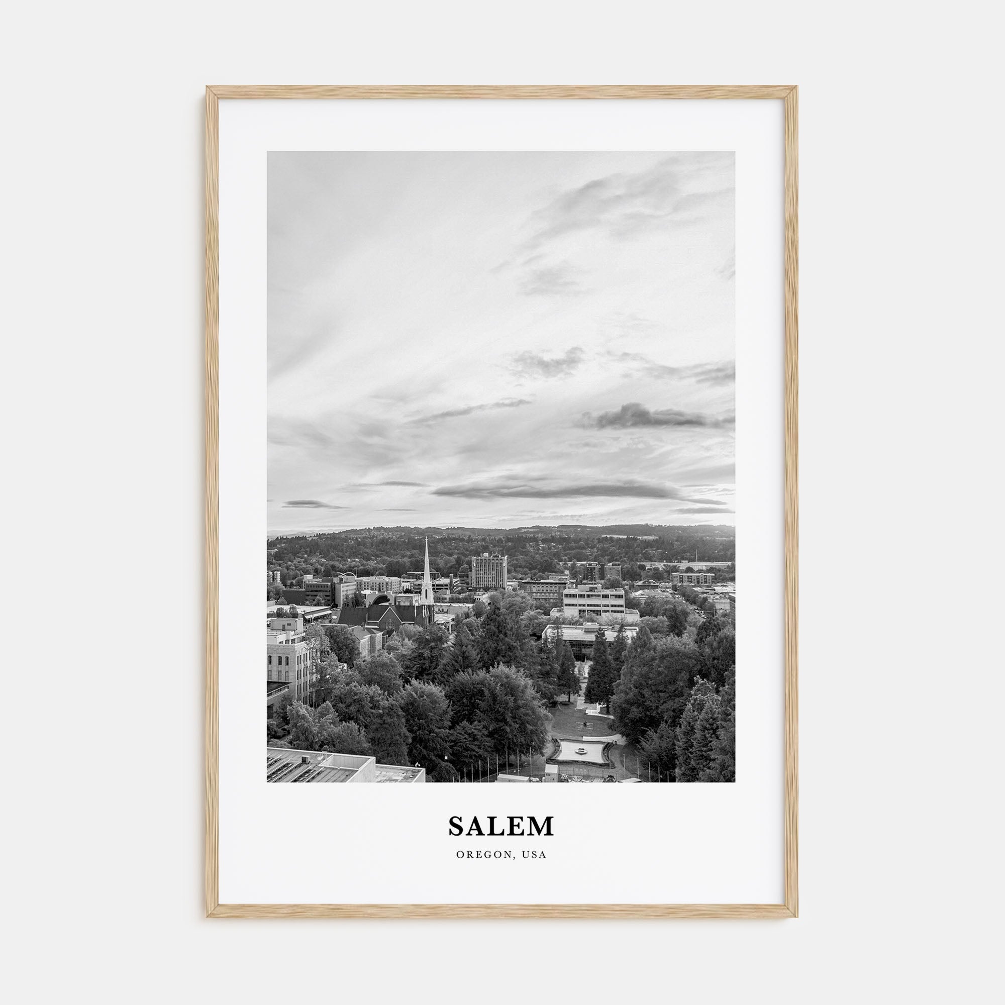 Salem, Oregon Portrait B&W Poster