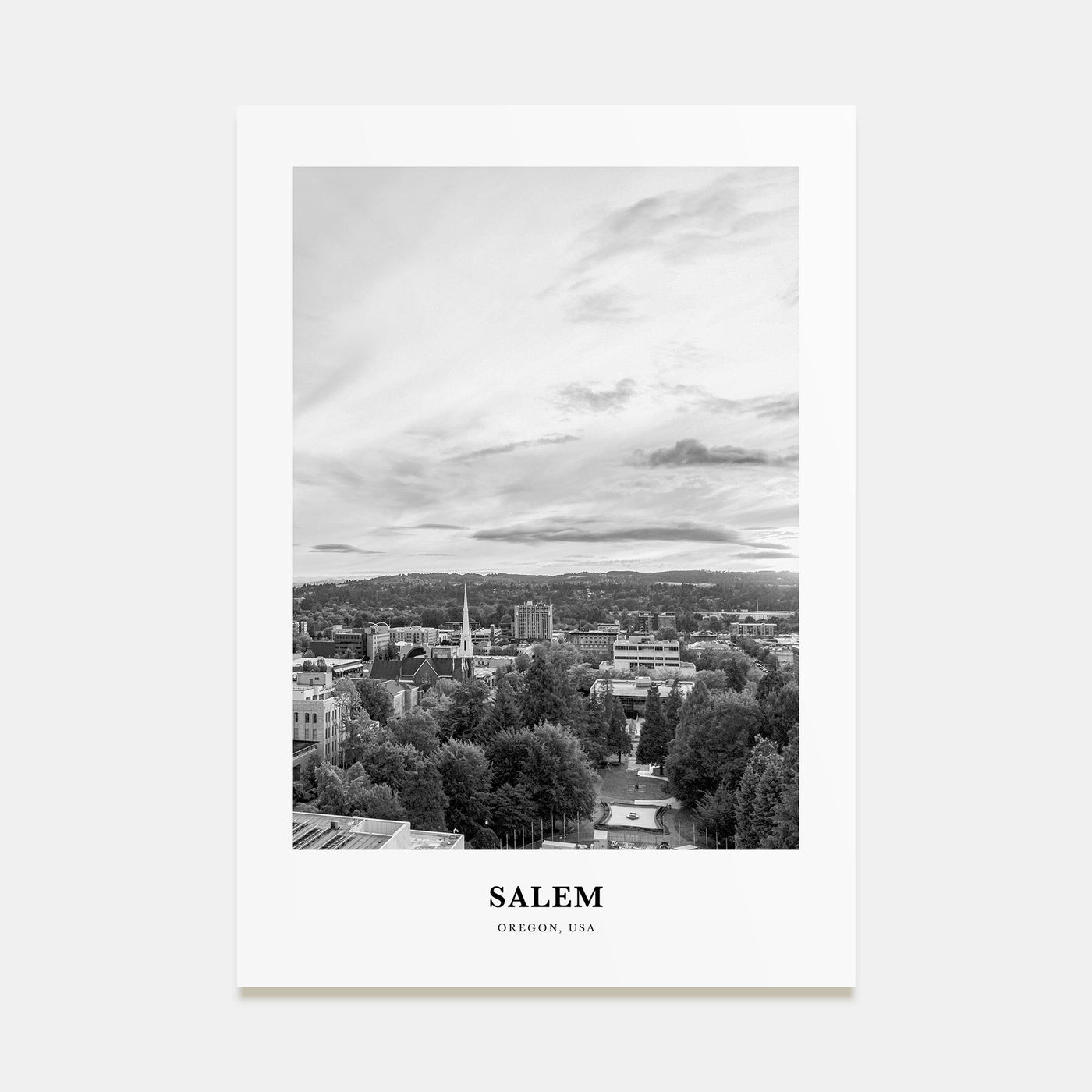 Salem, Oregon Portrait B&W Poster