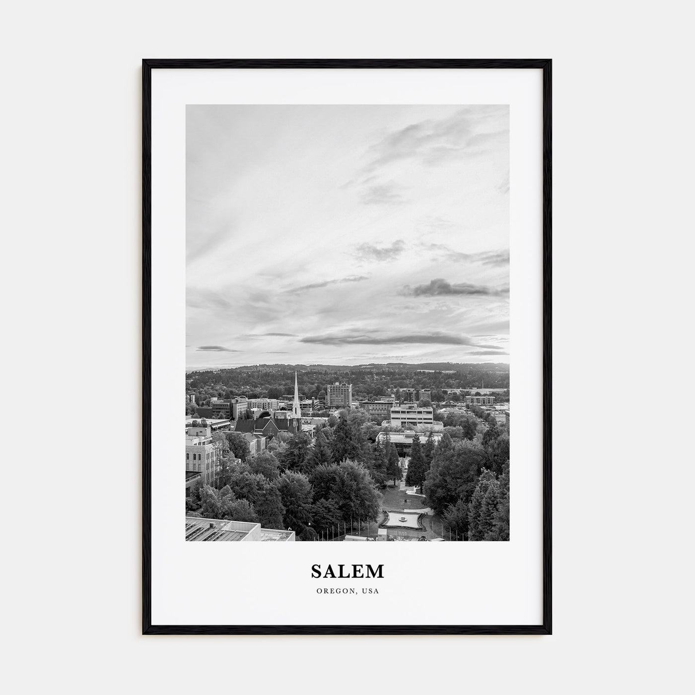 Salem, Oregon Portrait B&W Poster