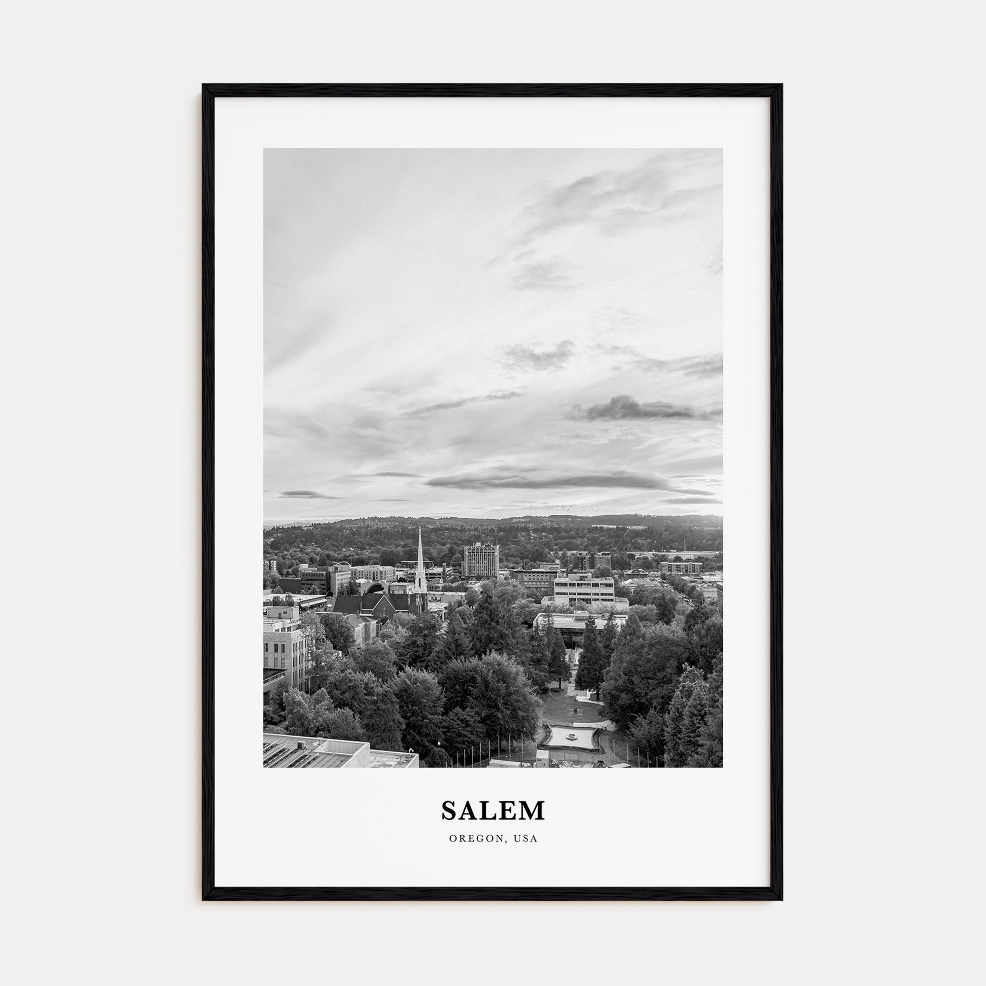 Salem, Oregon Portrait B&W Poster
