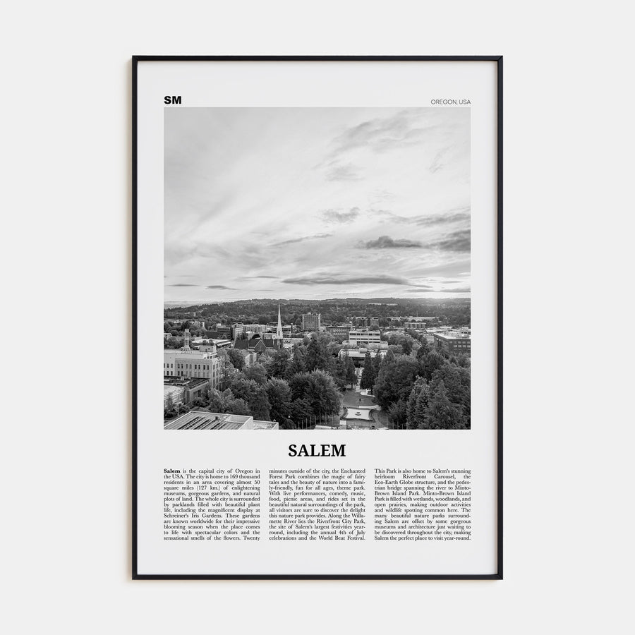 Salem, Oregon Travel B&W Poster