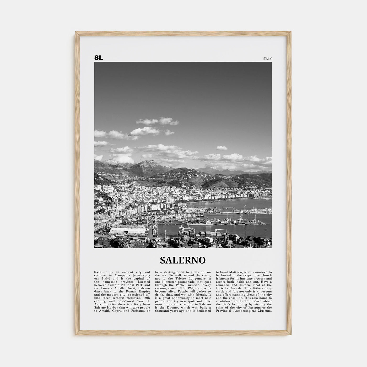 Salerno Travel B&W Poster
