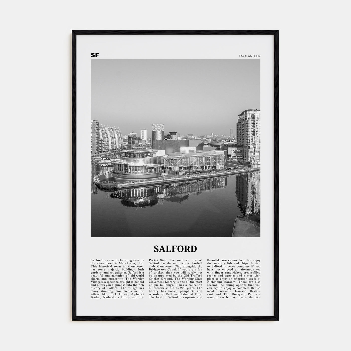 Salford Travel B&W Poster