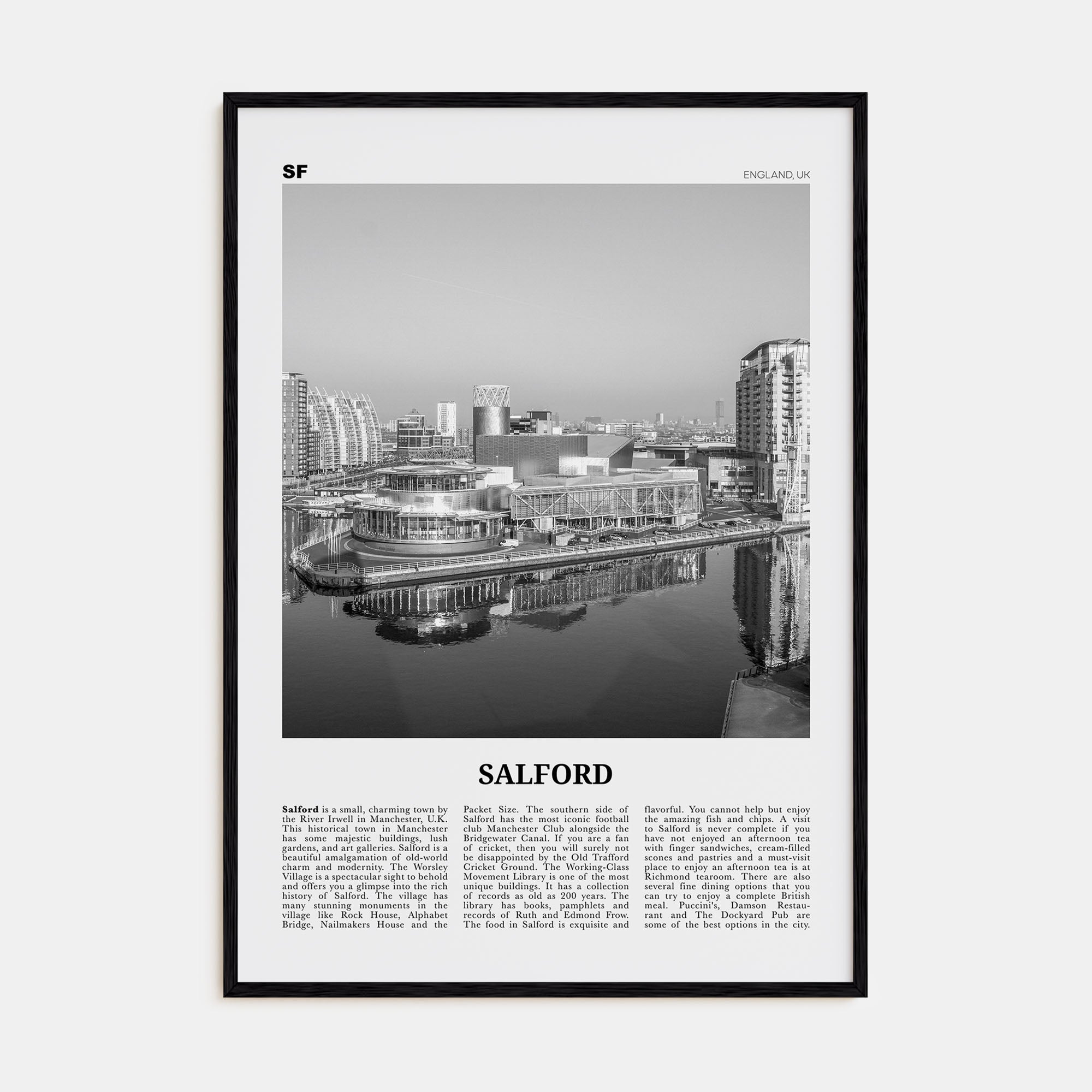 Salford Travel B&W Poster