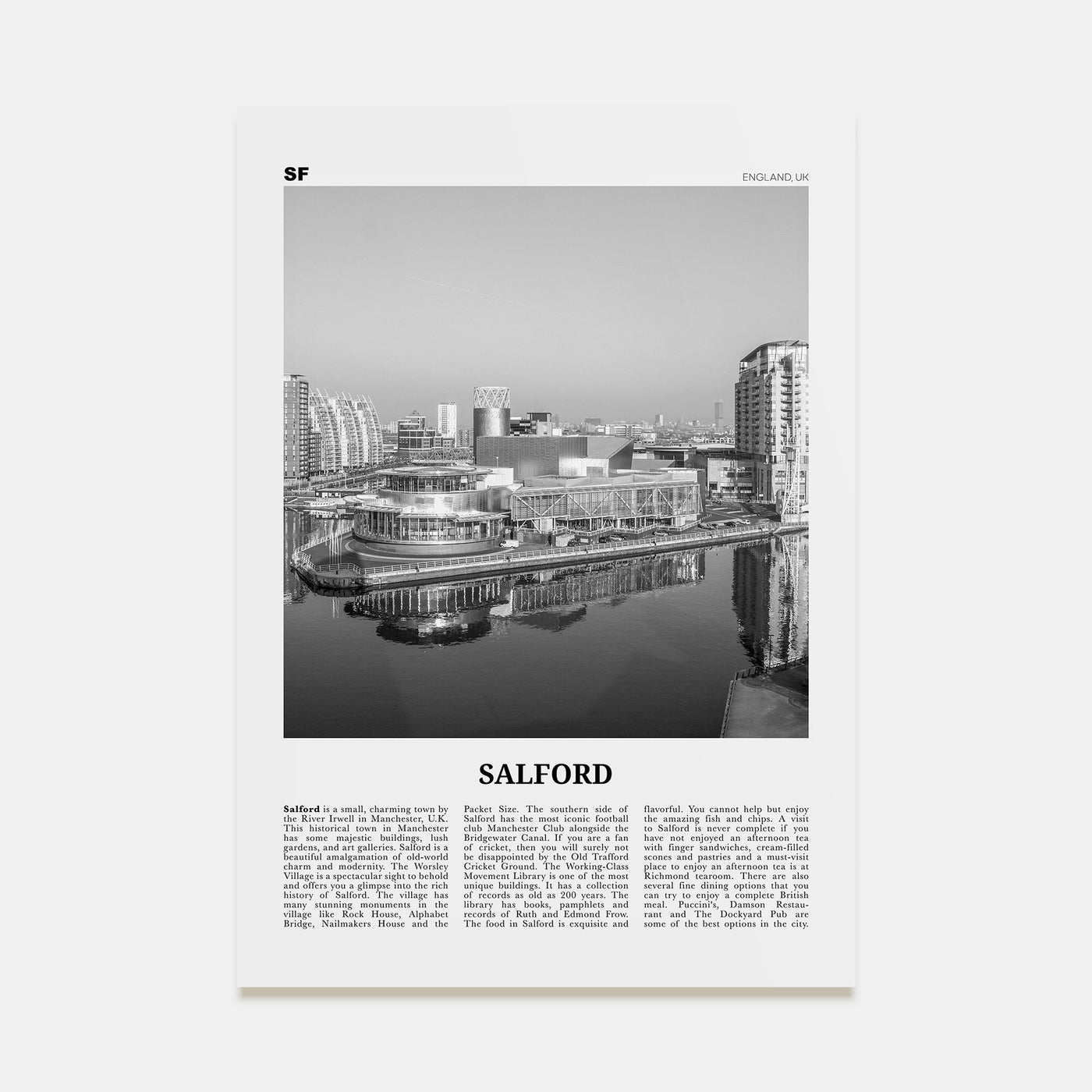 Salford Travel B&W Poster