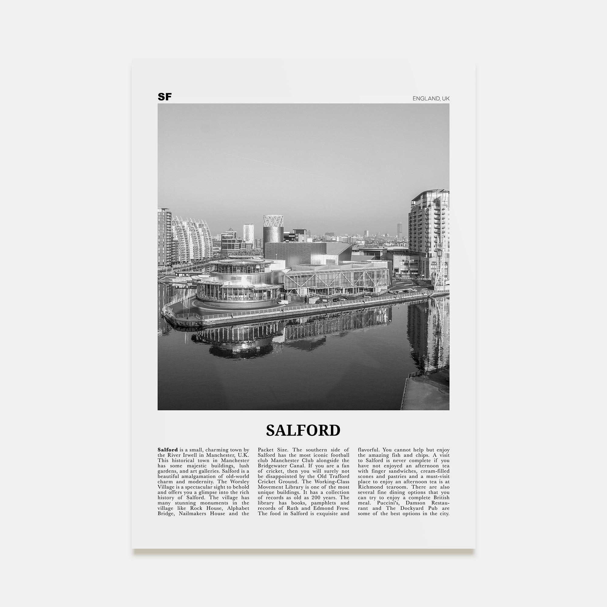 Salford Travel B&W Poster