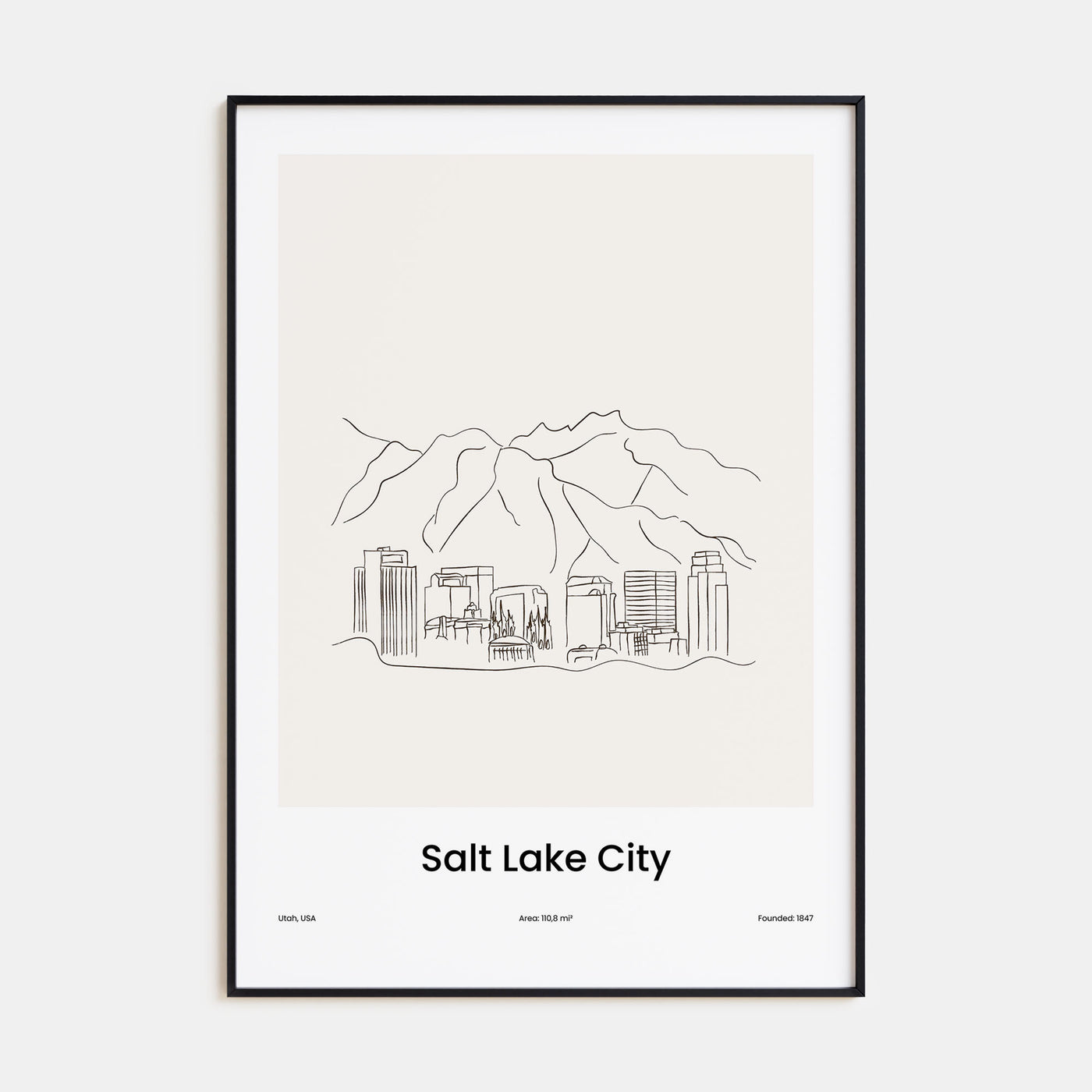 Salt Lake City Drawn Poster