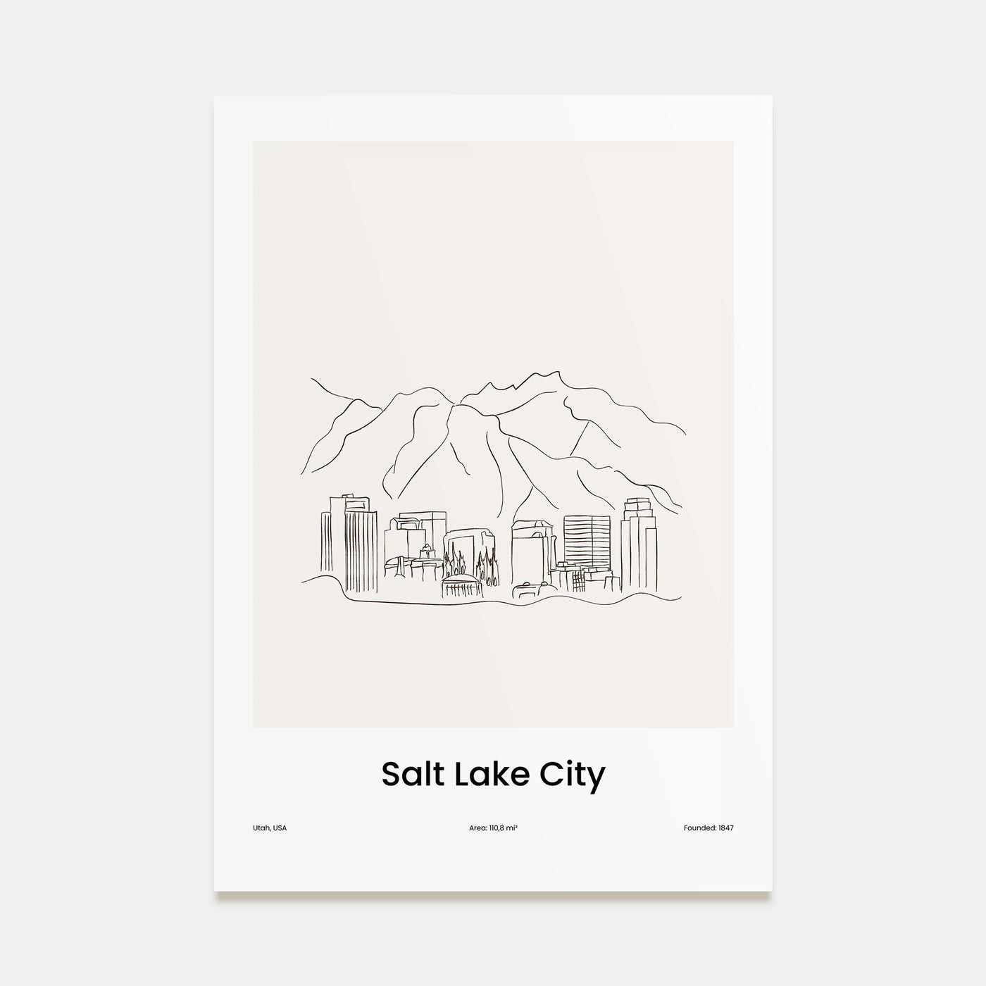 Salt Lake City Drawn Poster