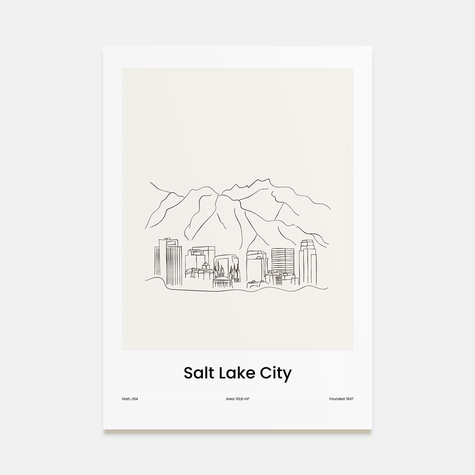 Salt Lake City Drawn Poster