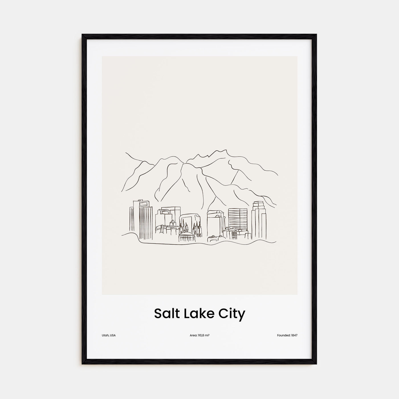 Salt Lake City Drawn Poster