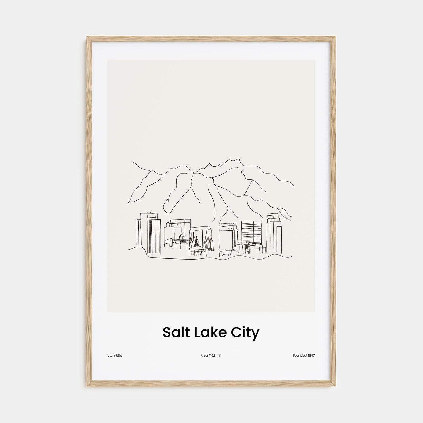 Salt Lake City Drawn Poster