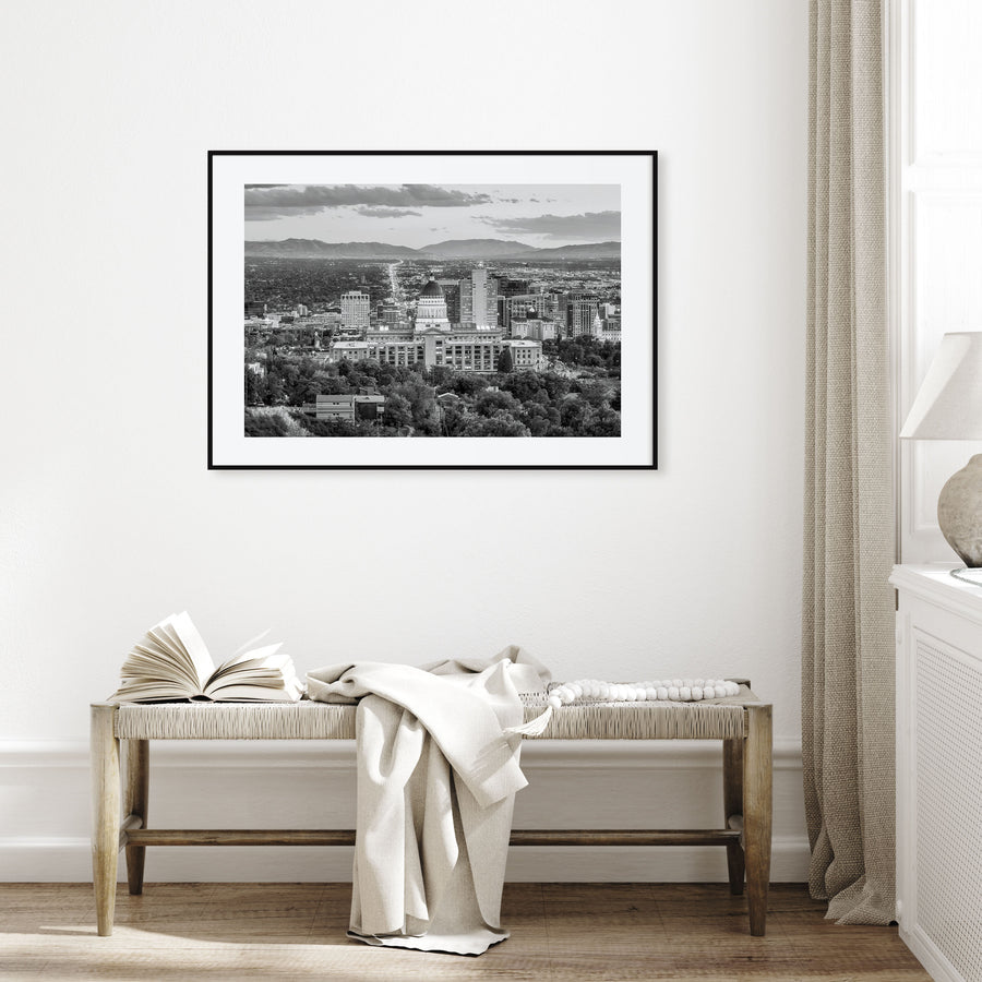 Salt Lake City Landscape B&W Poster