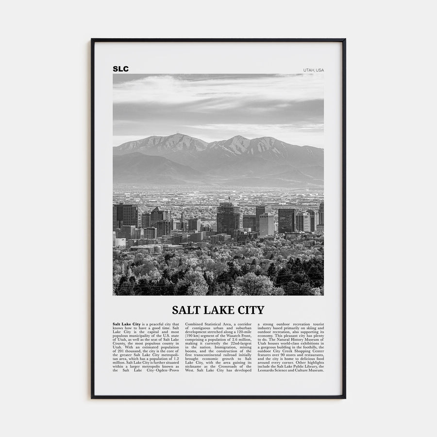 Salt Lake City Travel B&W No 1 Poster
