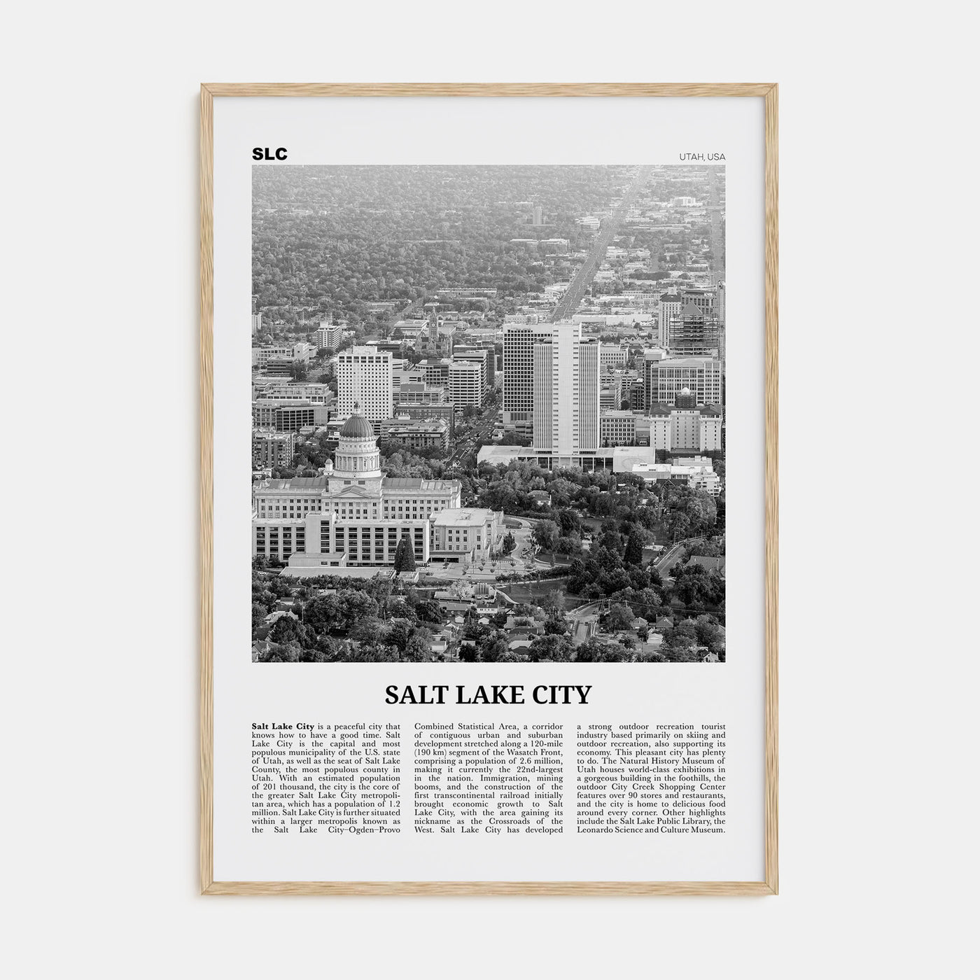 Salt Lake City Travel B&W No 2 Poster