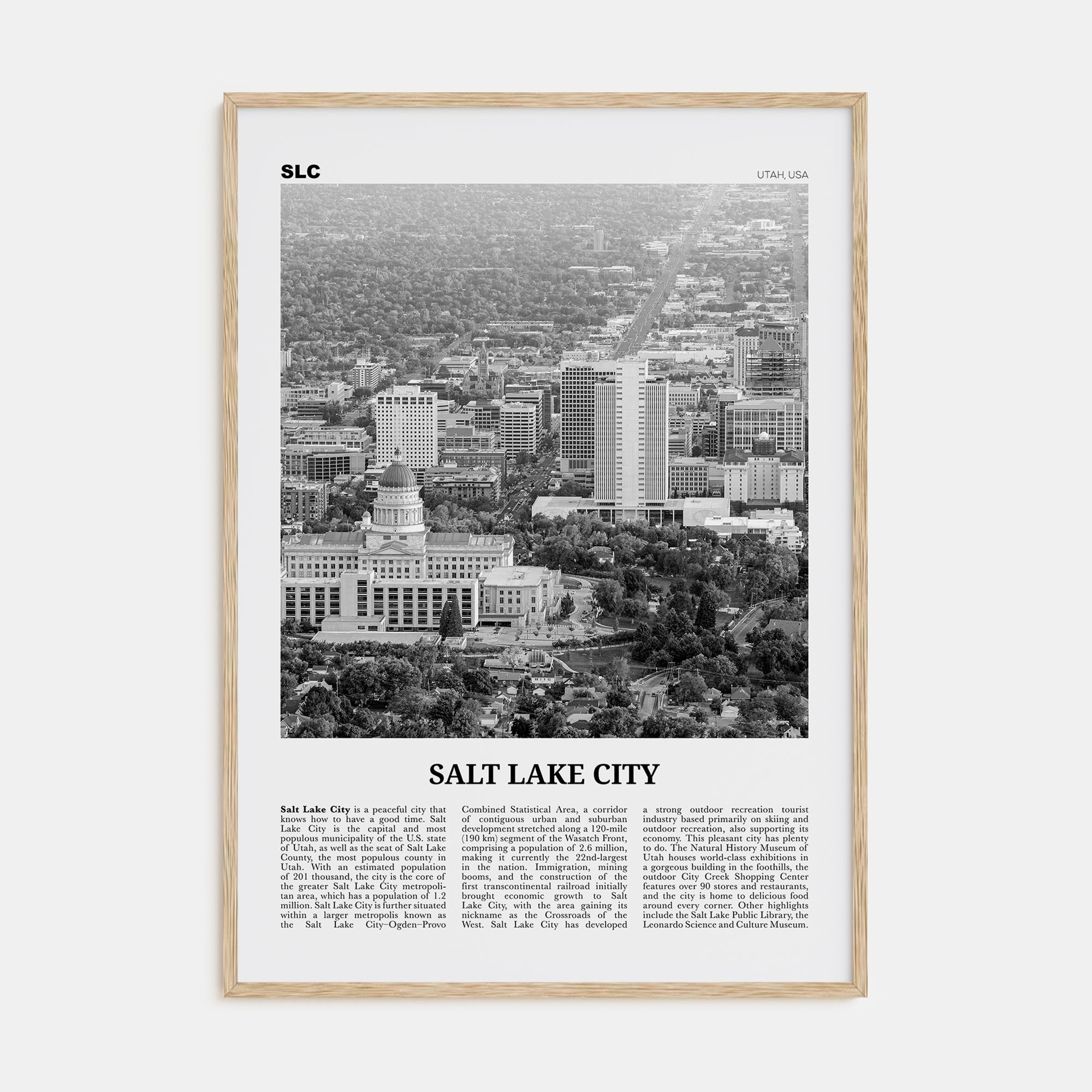 Salt Lake City Travel B&W No 2 Poster