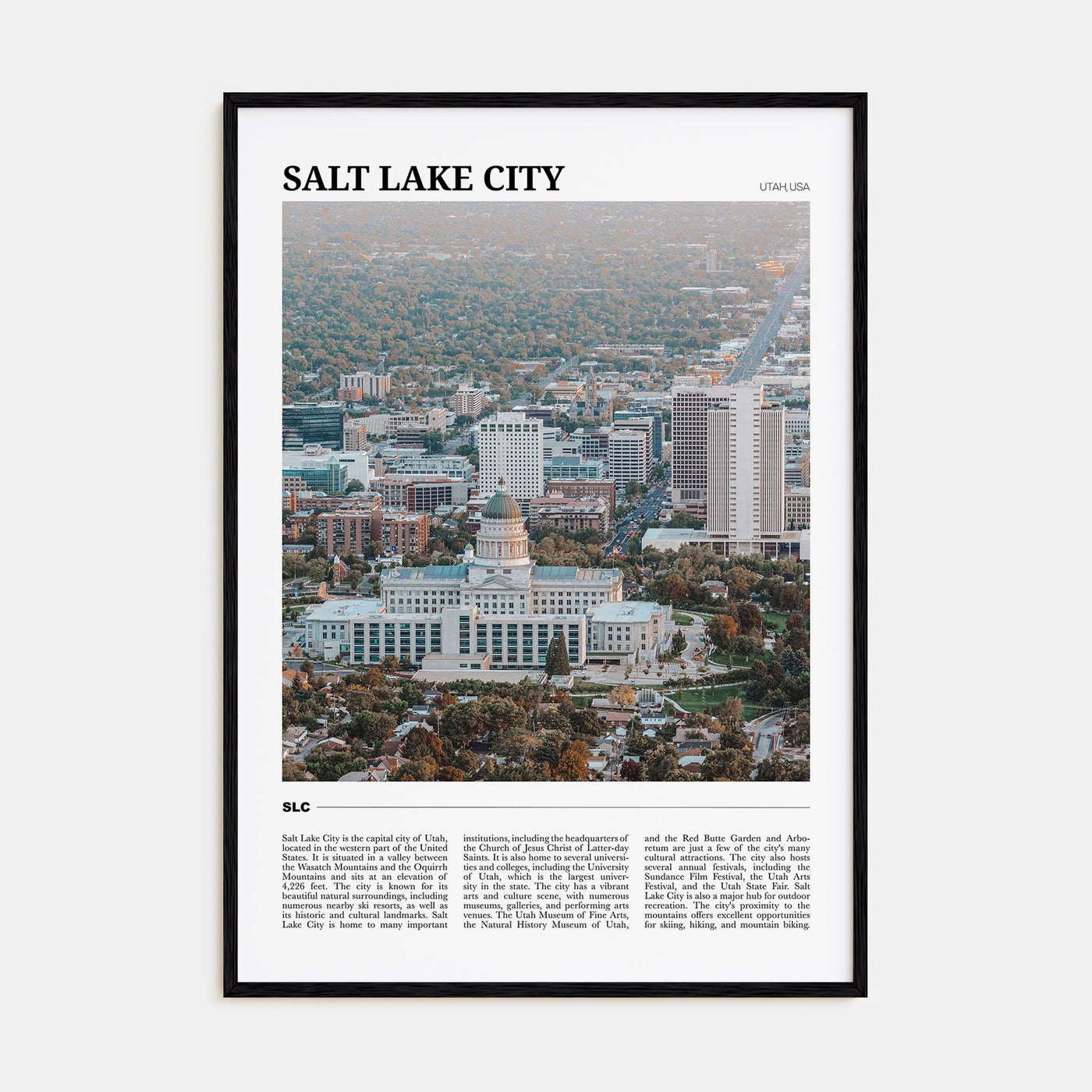 Salt Lake City Travel Color Poster