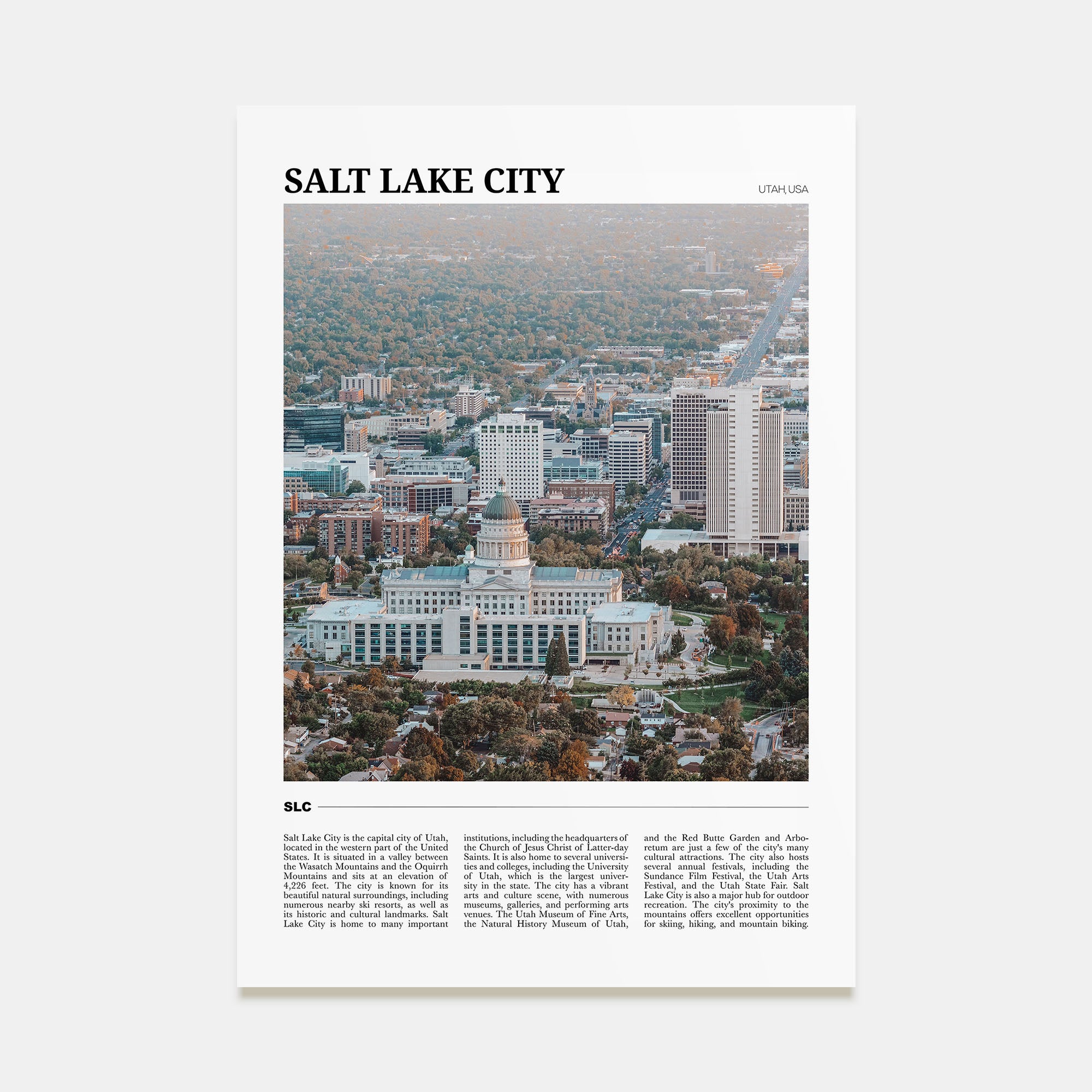 Salt Lake City Travel Color Poster