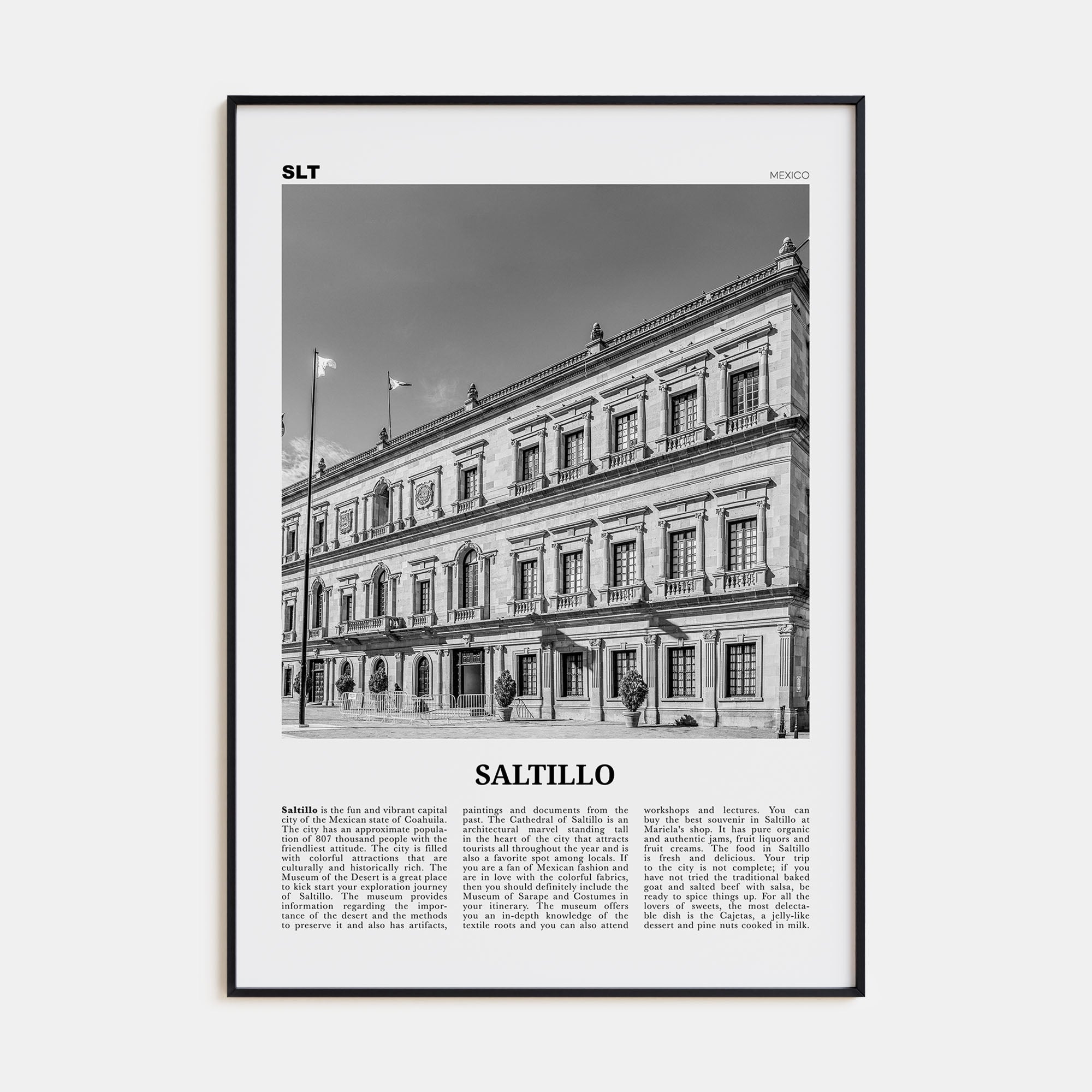 Saltillo Travel B&W Poster