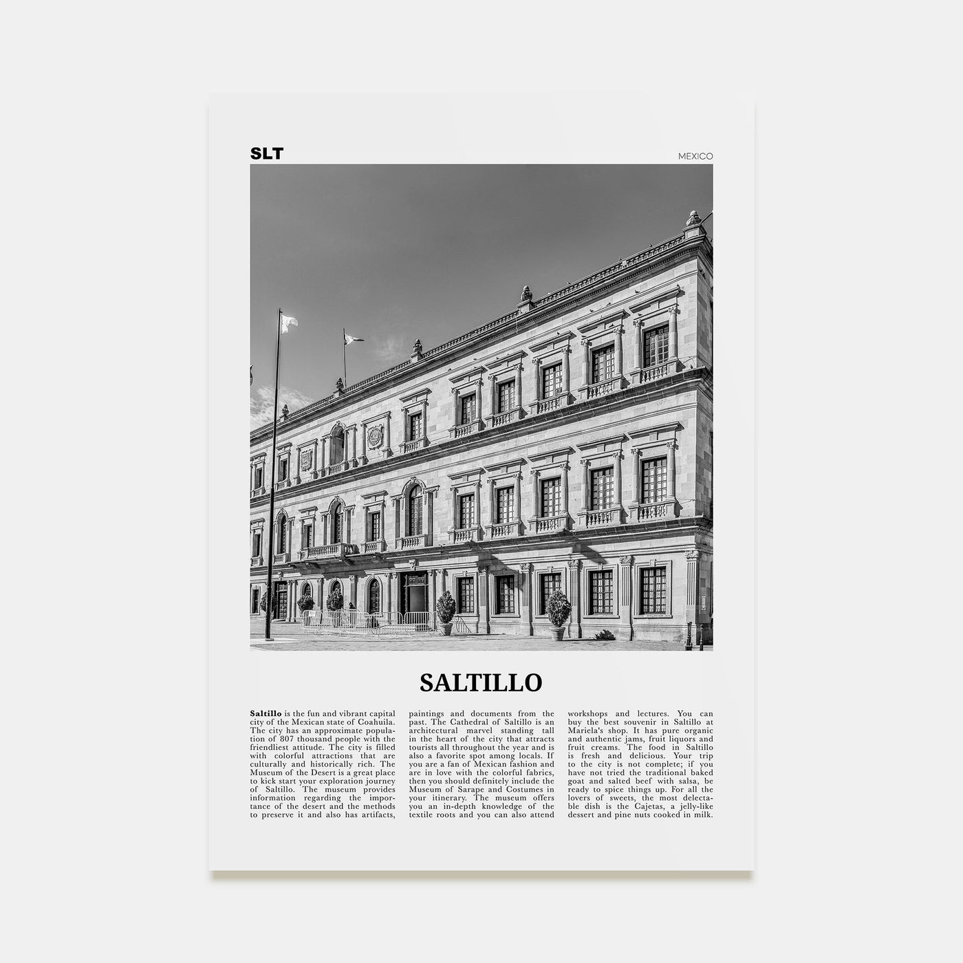 Saltillo Travel B&W Poster