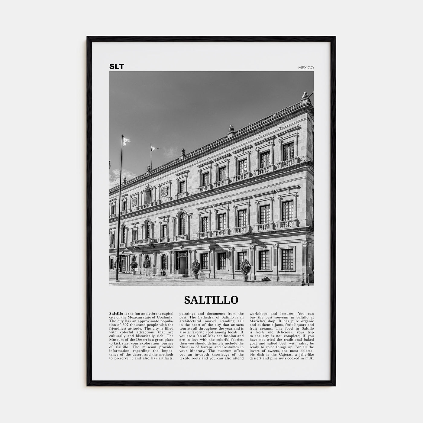 Saltillo Travel B&W Poster