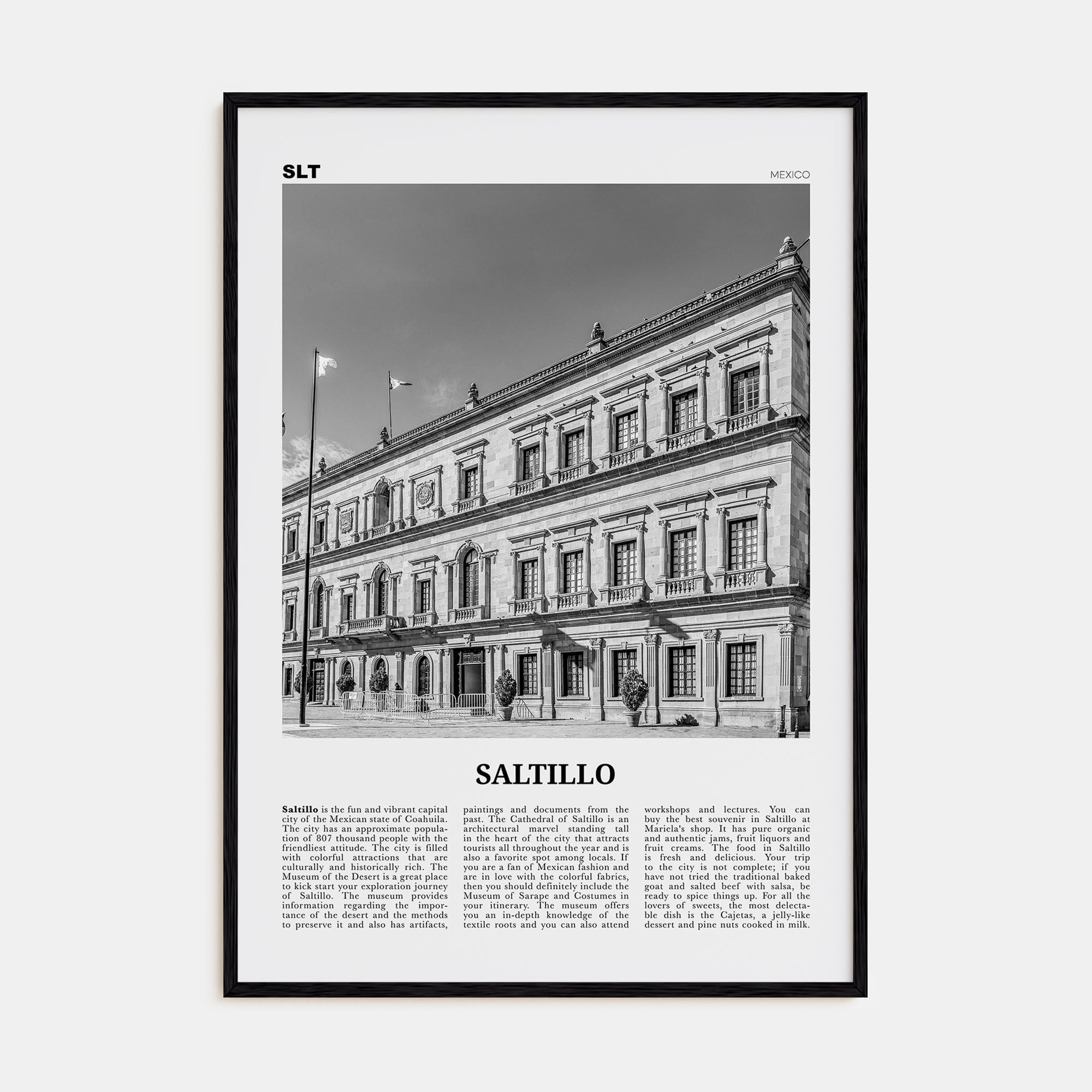 Saltillo Travel B&W Poster
