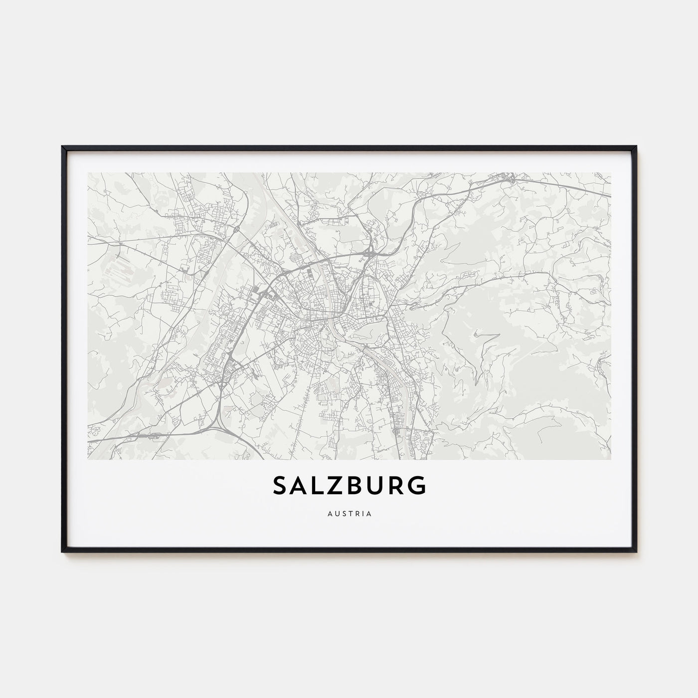 Salzburg Map Landscape Poster
