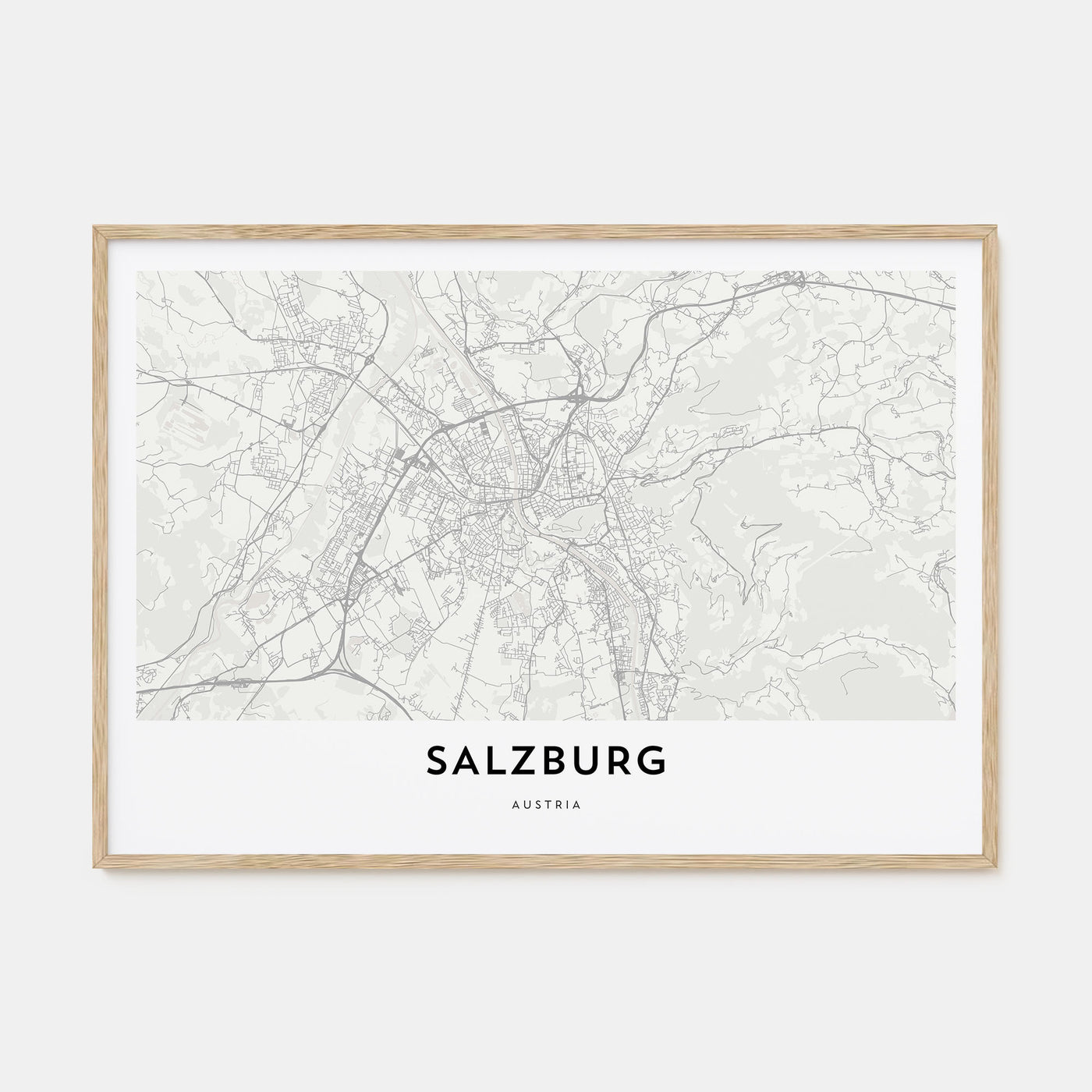 Salzburg Map Landscape Poster