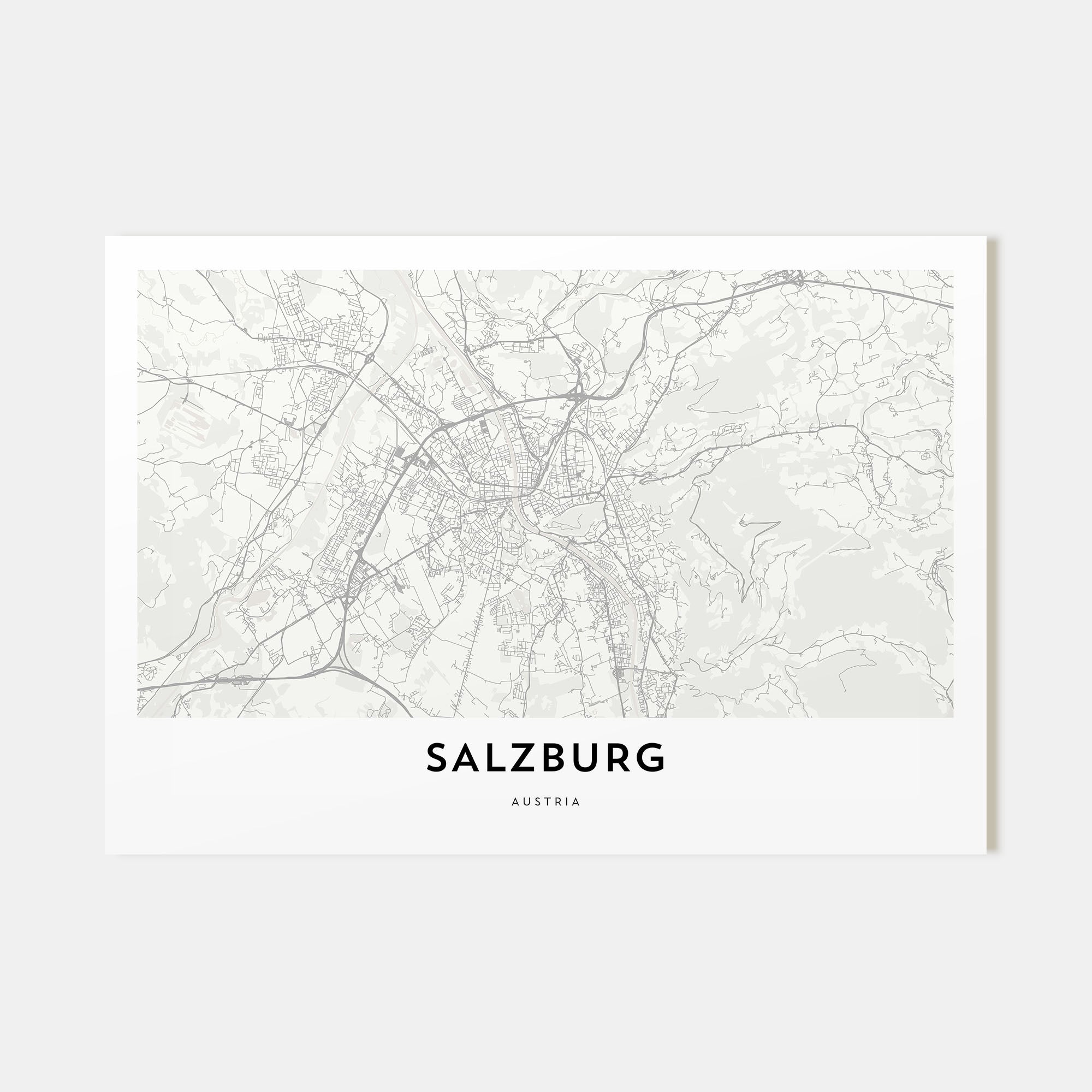 Salzburg Map Landscape Poster