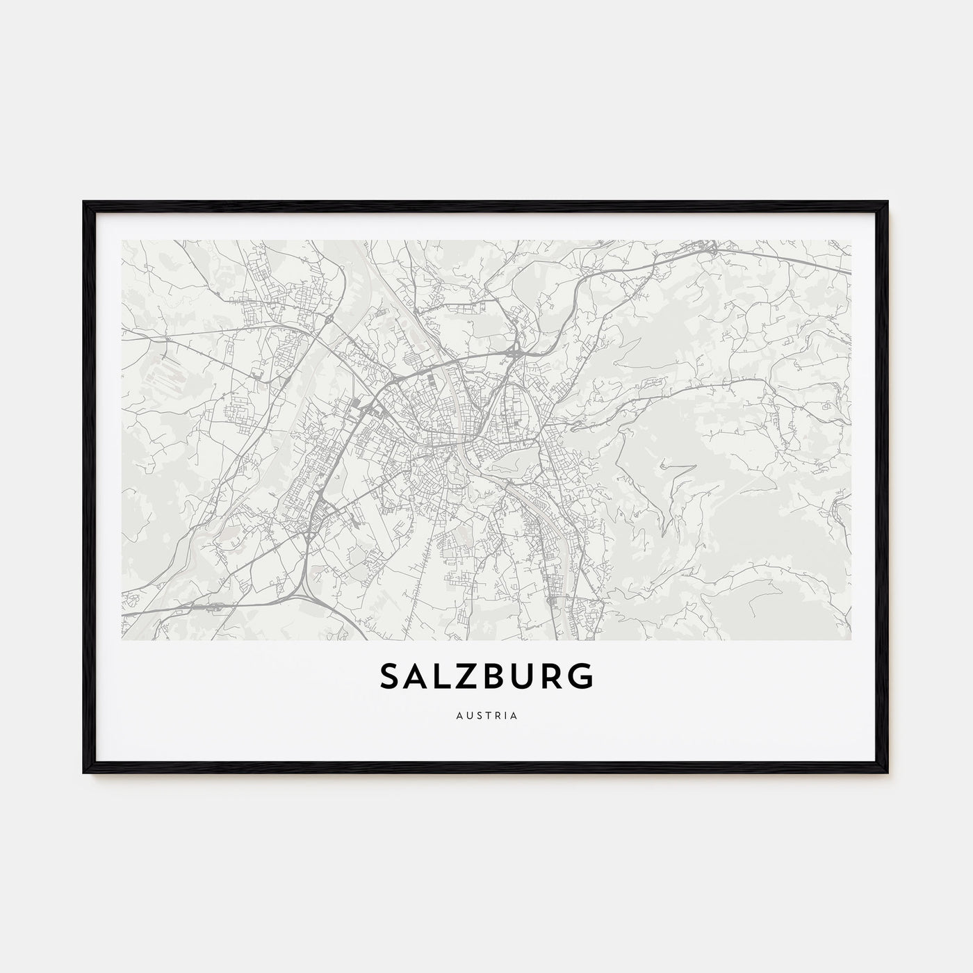Salzburg Map Landscape Poster