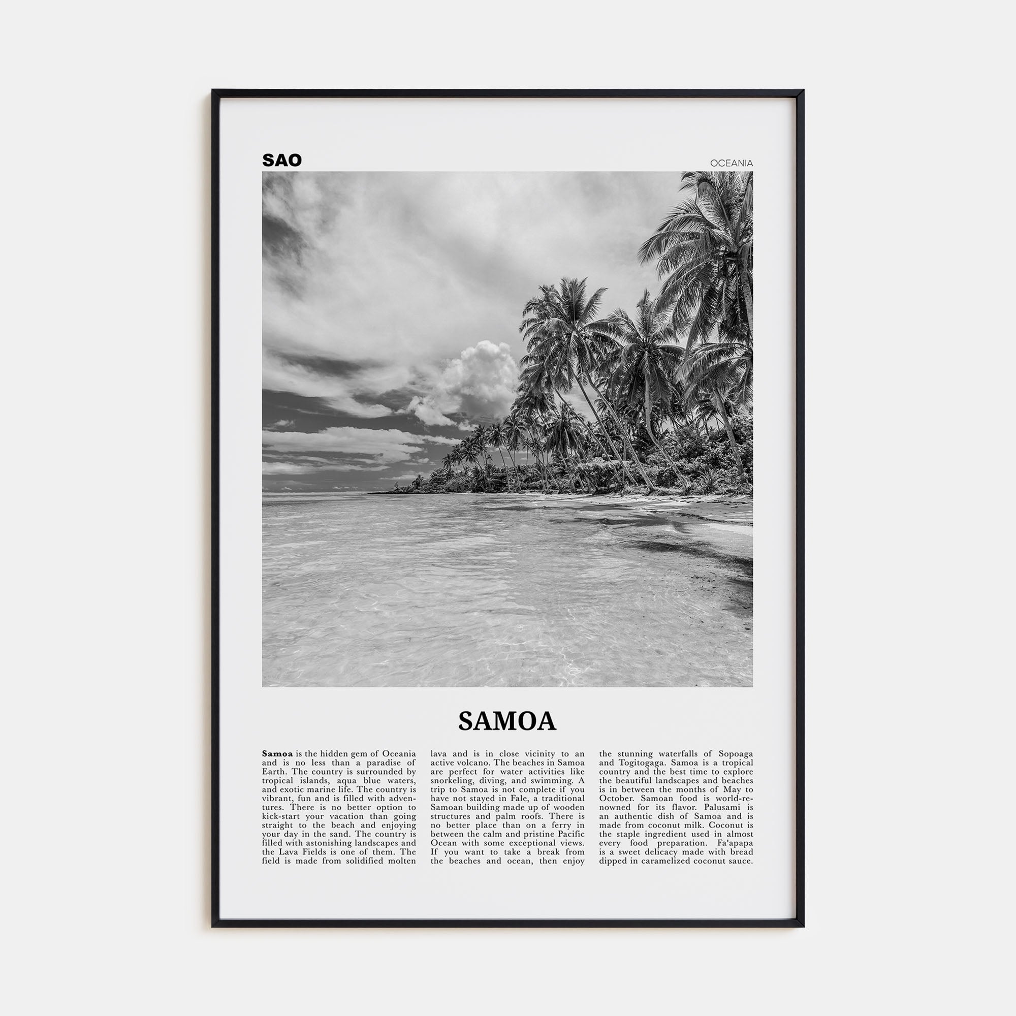 Samoa Travel B&W Poster