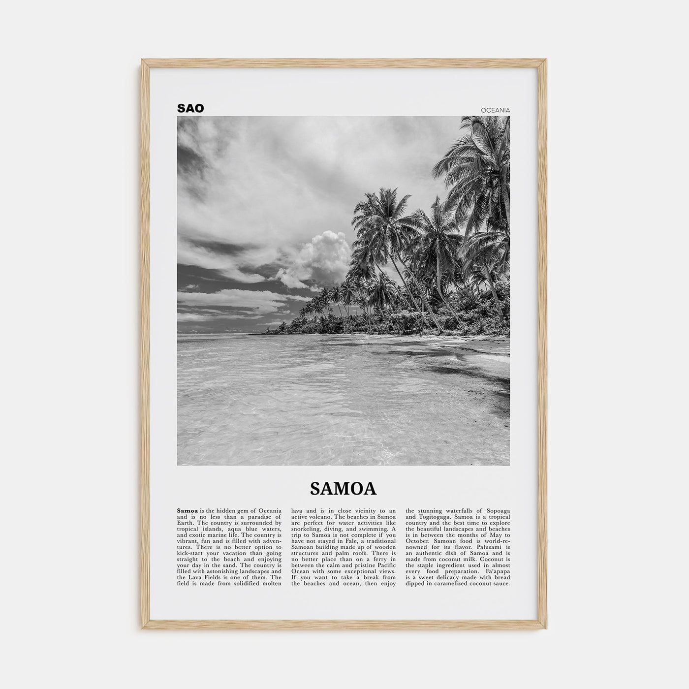 Samoa Travel B&W Poster