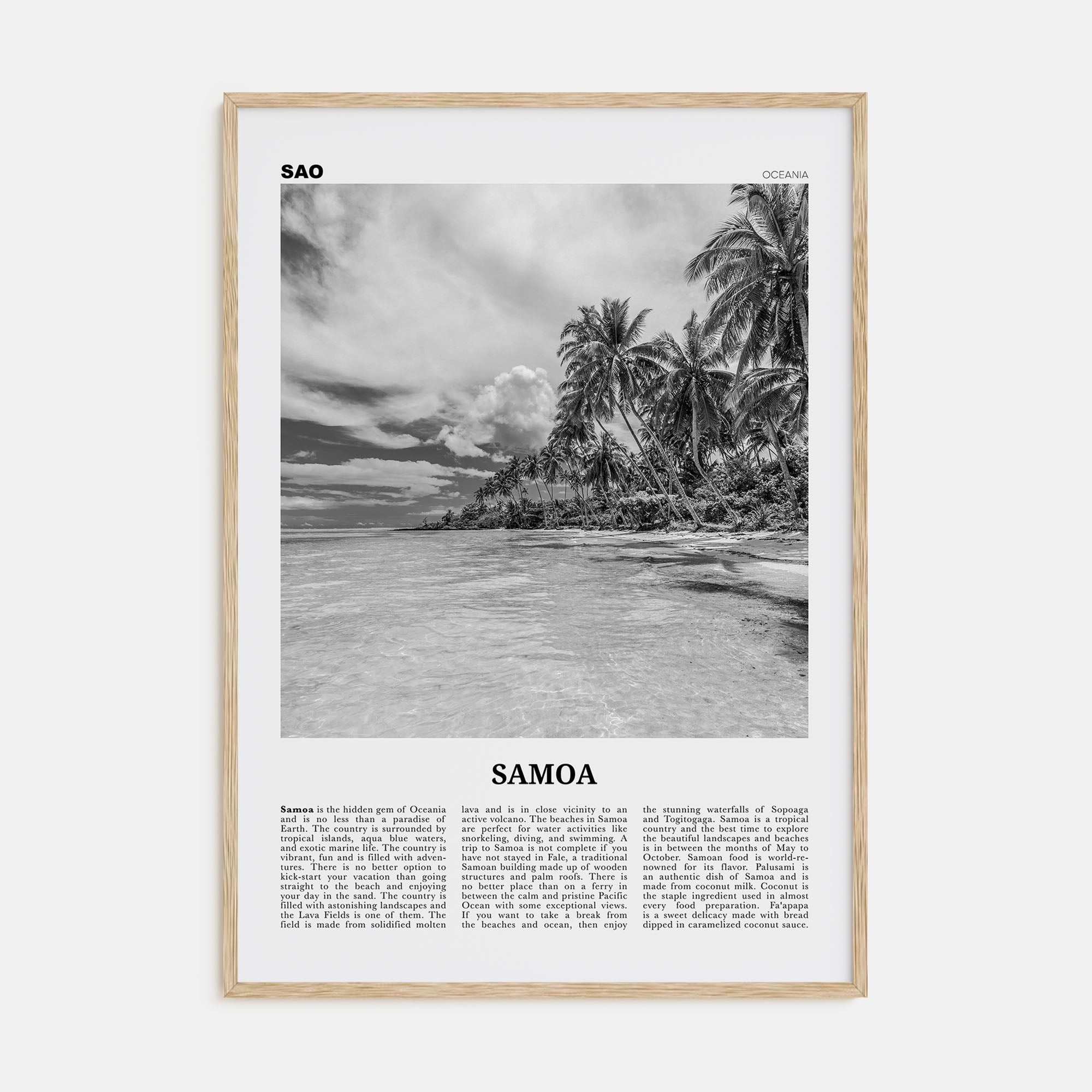 Samoa Travel B&W Poster