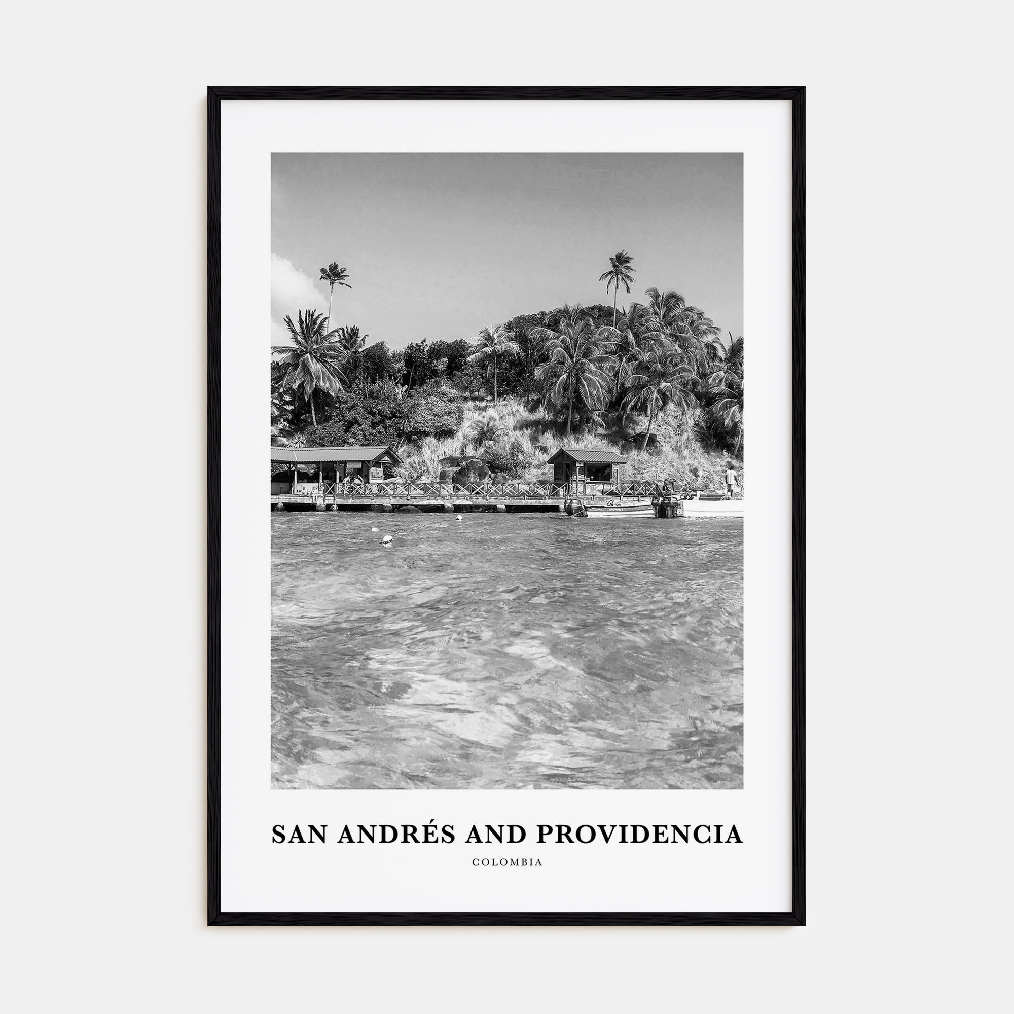 San Andrés and Providencia Portrait B&W Poster