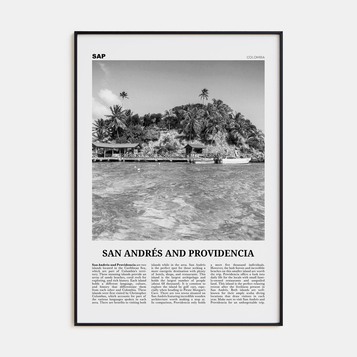 San Andrés and Providencia Travel B&W Poster