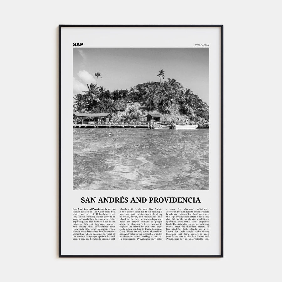 San Andrés and Providencia Travel B&W Poster